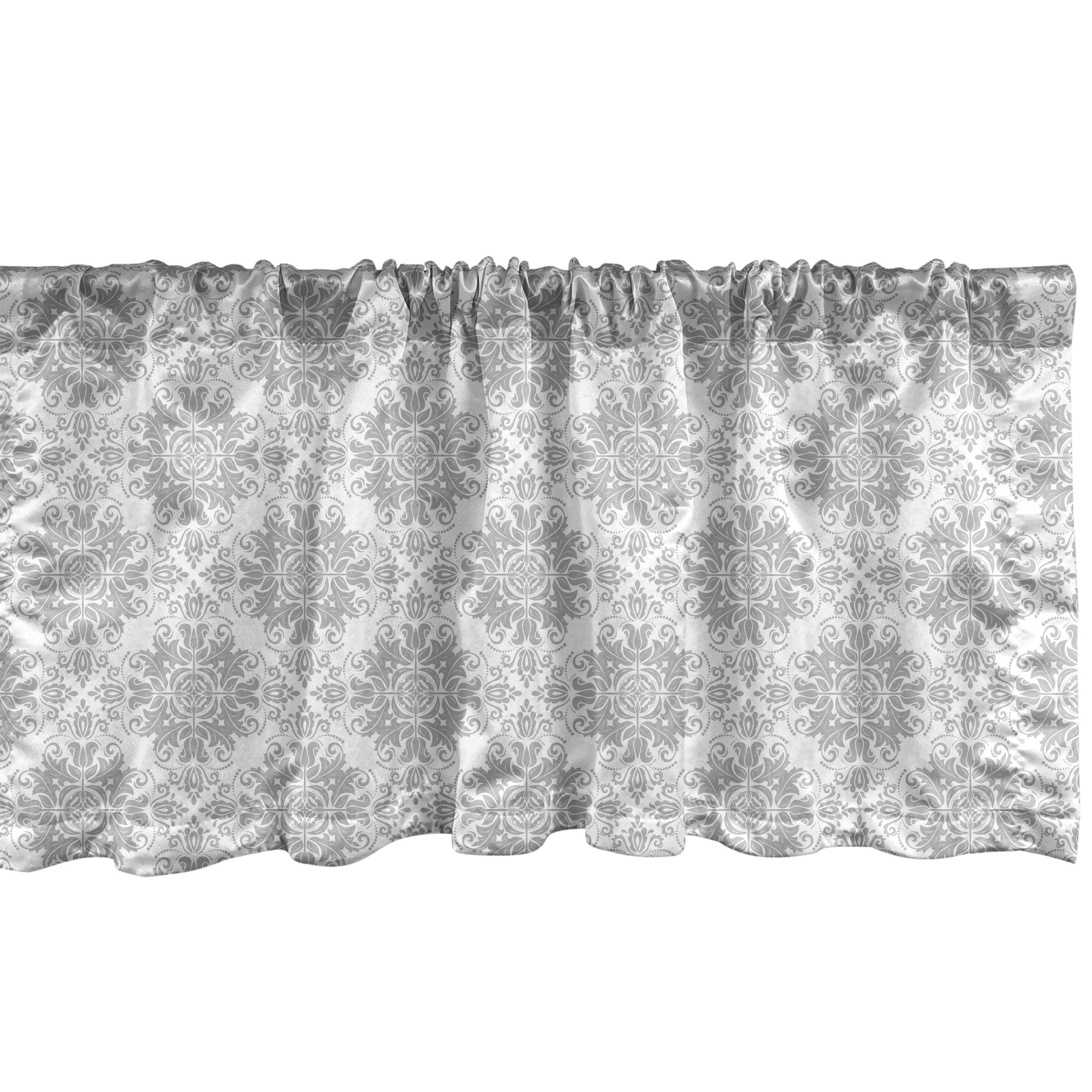 Scheibengardine Vorhang Volant für Küche Schlafzimmer Dekor mit Stangentasche, Abakuhaus, Microfaser, Antique Oriental Grau Barock Boho