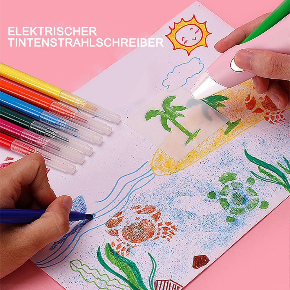 GelldG Airbrushpistole Elektrischer sprühen Farbsprühstift, Rosa Airbrush-Set, Fun Airbrush Farben
