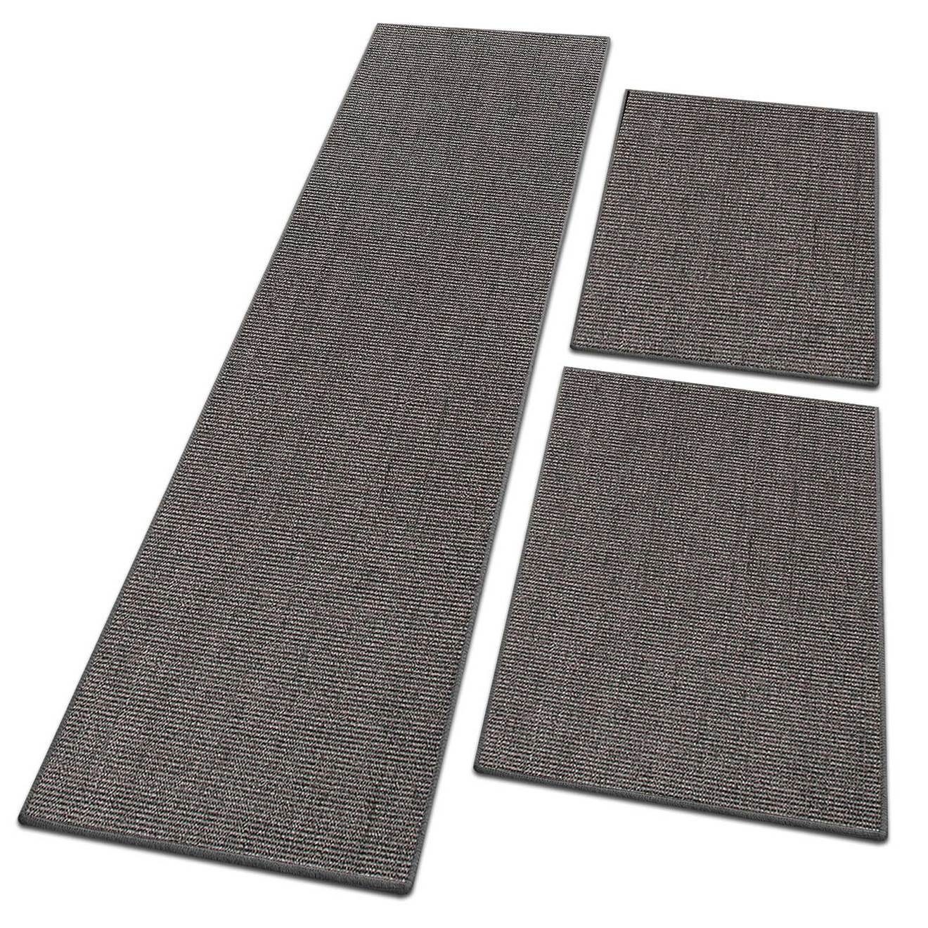Karat Bettumrandung Peru, Teppichläufer, ideal im Schlafzimmer, 10 Farben & 3 Größen, Höhe 6 mm, (3-tlg), Sisal