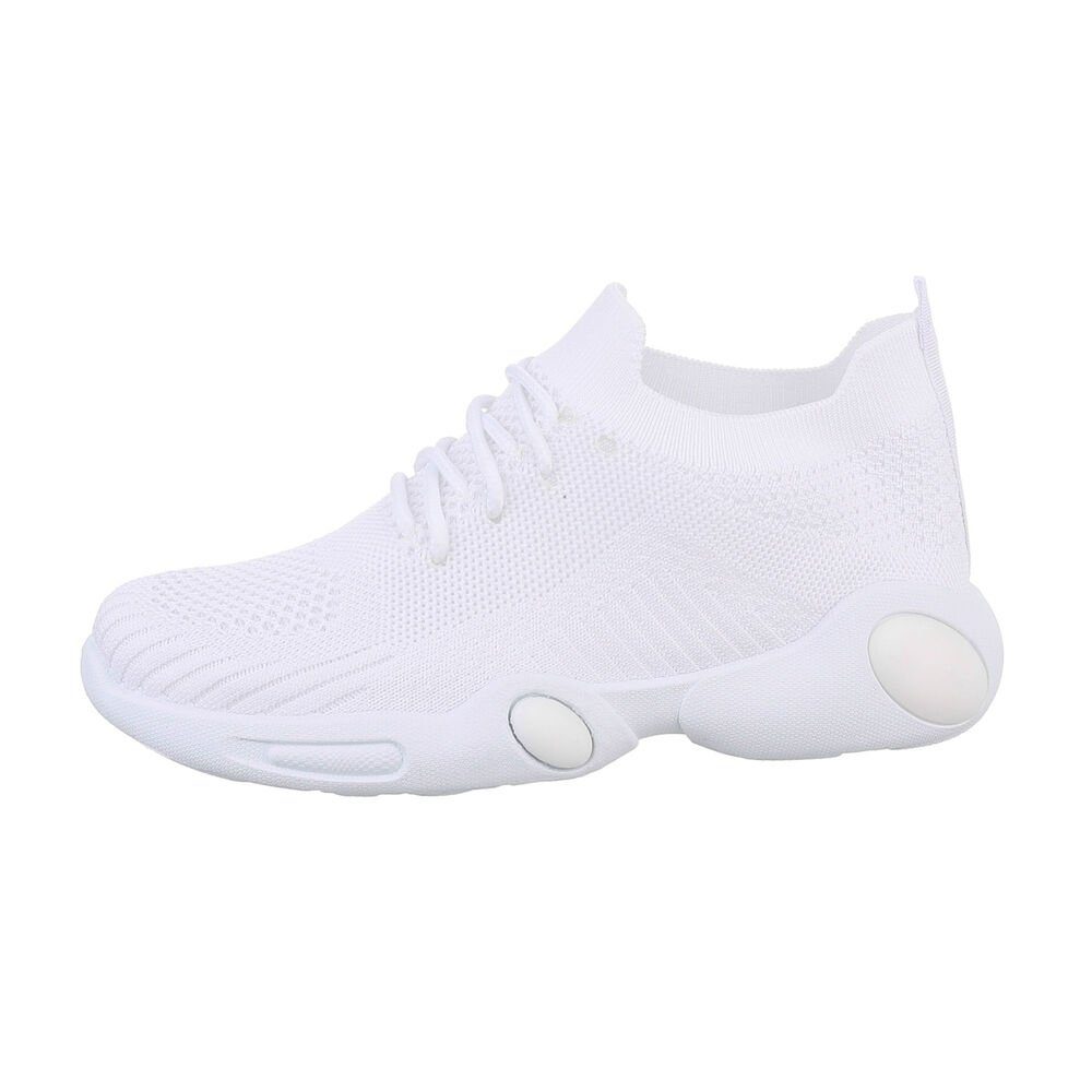 Ital-Design Kinder Low-Top Freizeit Sneaker Flach Freizeitschuhe in Weiß