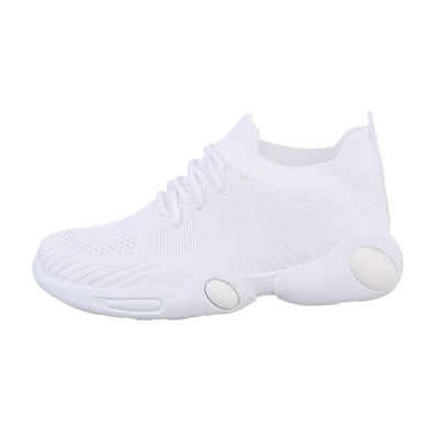 Ital-Design Kinder Low-Top Freizeit Sneaker Flach Freizeitschuhe in Weiß