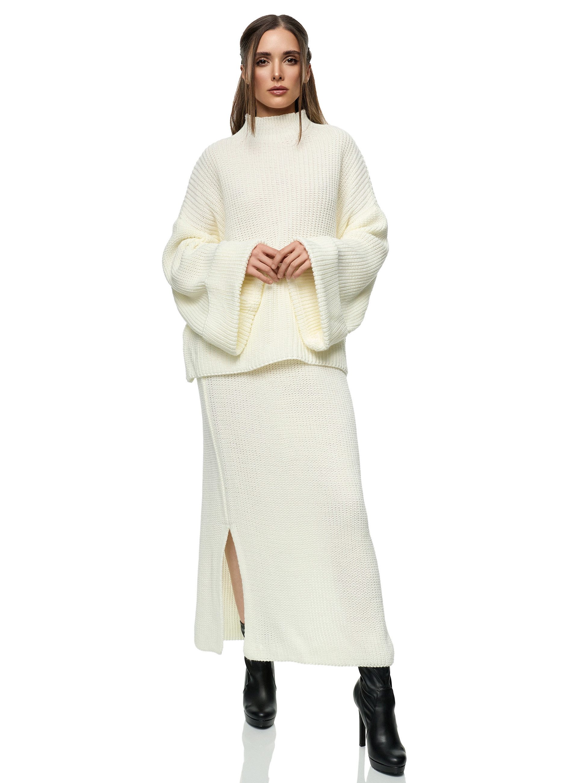 Strickkleid Worldclassca Strickkleid Strickanzug Oversize Pullover + Rock 2tlg Set