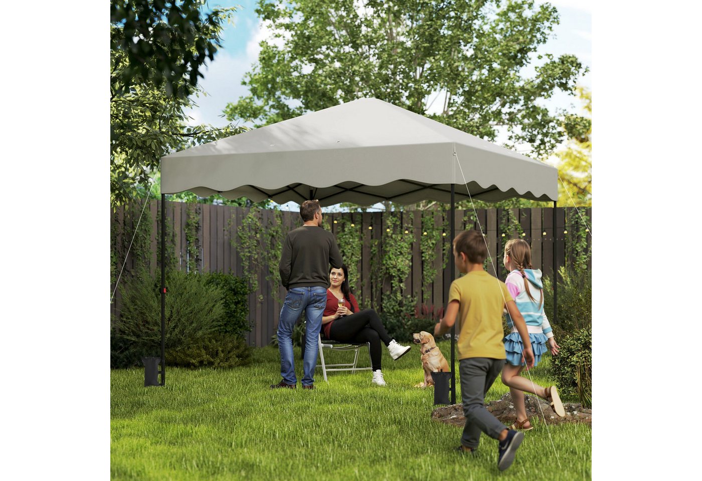 Thumbnail - Outsunny Faltpavillon ca.3x3m, wasserabweisend Stabil Winterfest mit UV Schutz 50+, faltbar, mit 0 Seitenteilen, (Pop-up...