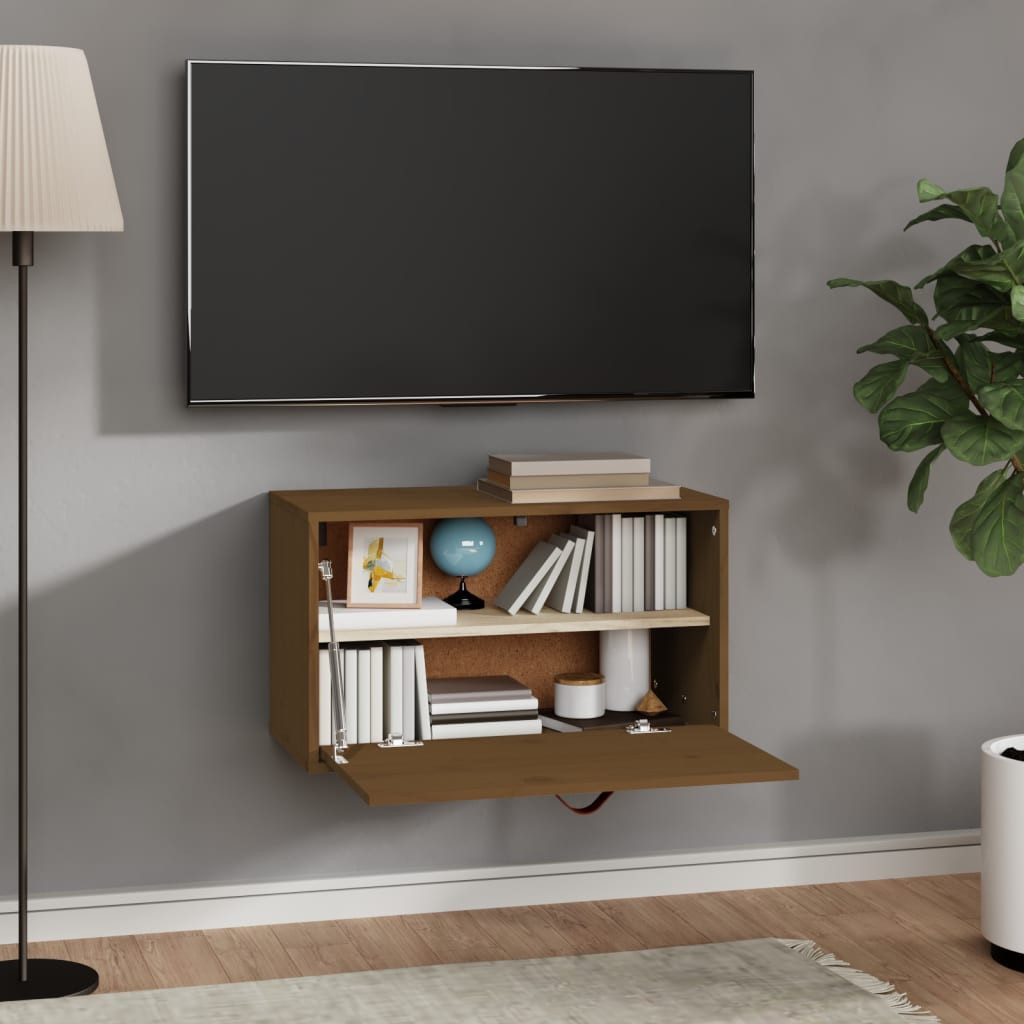 furnicato Wandhängeschrank Wandschrank aus massivem Kiefernholz Honigbraun 60x30x35 cm, 1-tlg., Hängeschrank mit flexibler Türöffnung und viel Stauraum im Wohnraum