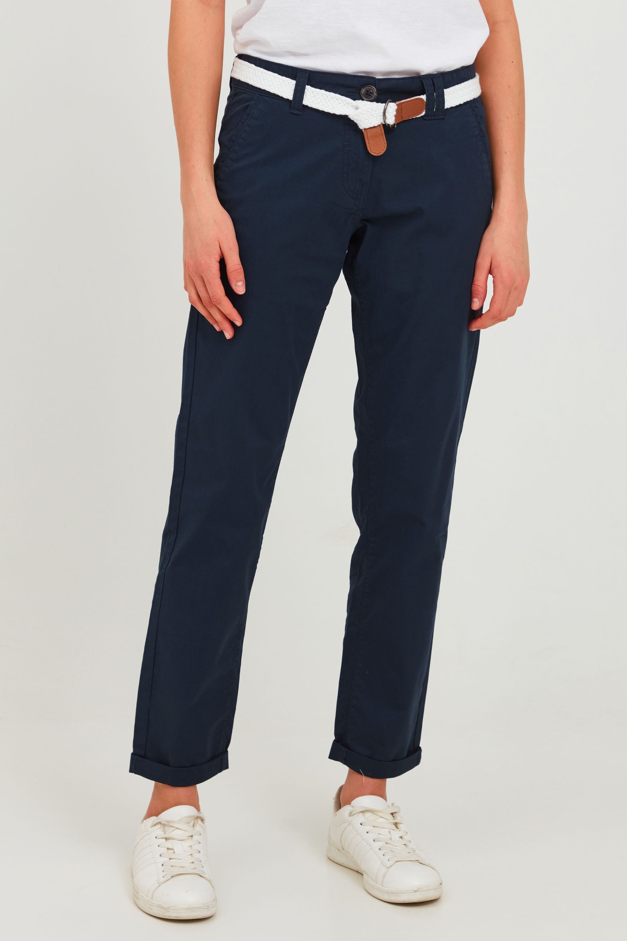 OXMO Chinohose OXChakira Lange Hose mit Gürtel in geflochtener Optik günstig online kaufen
