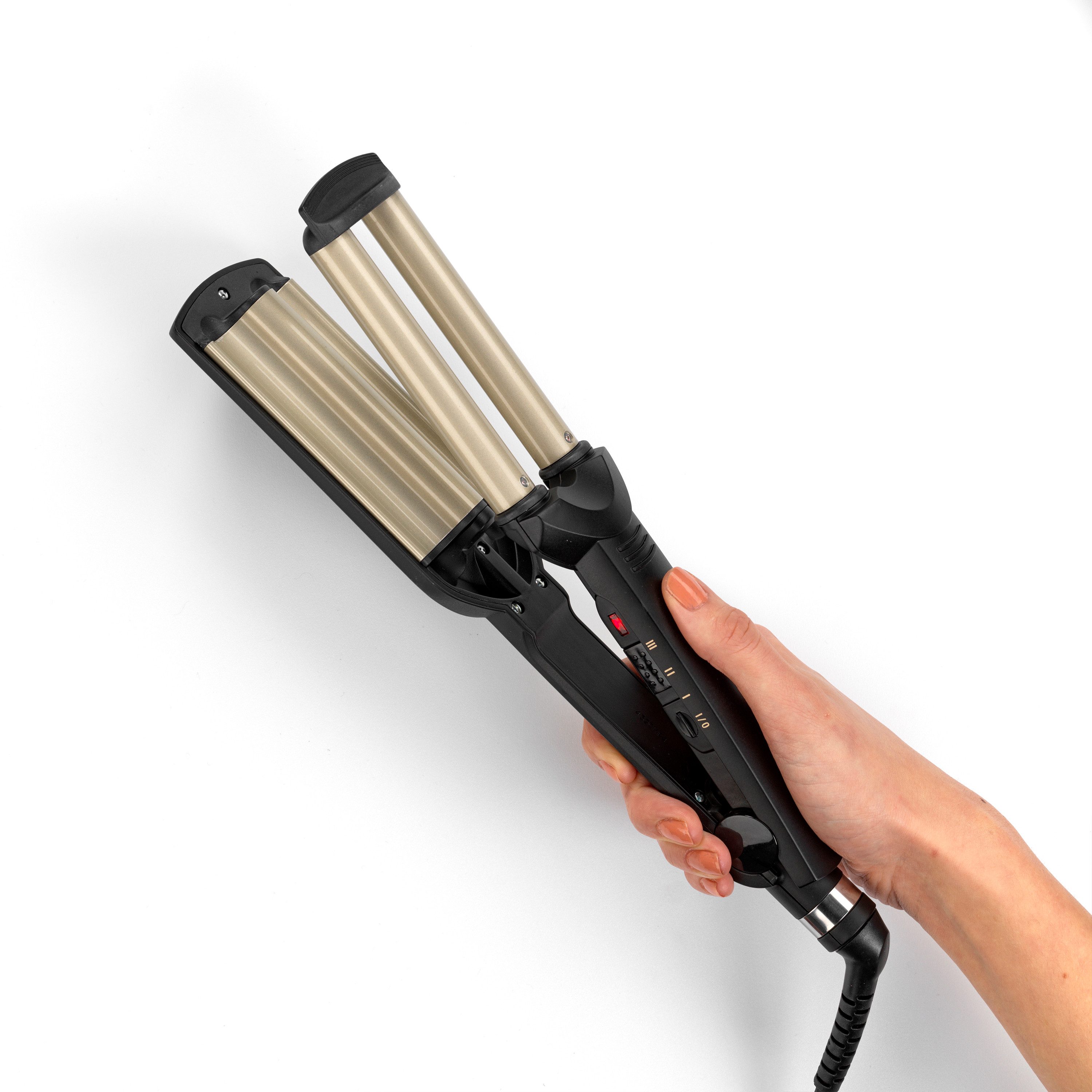 BaByliss Welleneisen BaByliss Easy Waves Welleneisen mit Titan-Keramik, Lockenstab, C260E Titanium-Keramik-Beschichtung, Styler für Beachwaves und Wellen, 3 Temperaturstufen bis 200 °C grau|schwarz
