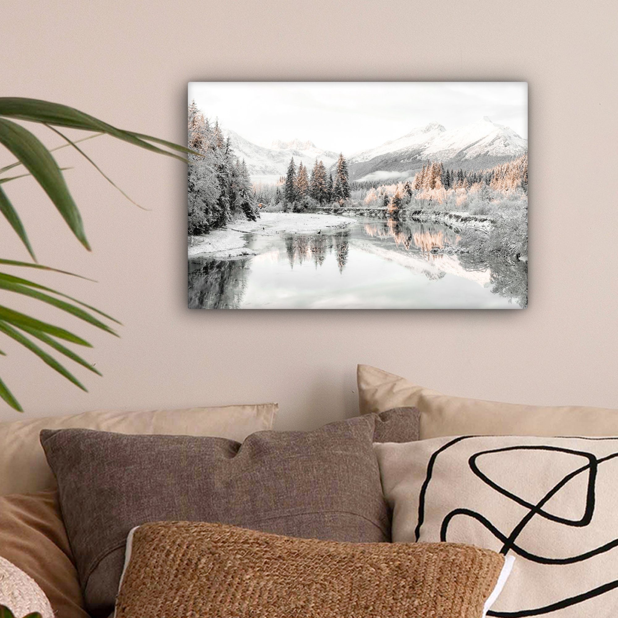 OneMillionCanvasses® Leinwandbild Natur - Winter - Bäume - Berge - Schnee, günstig online kaufen