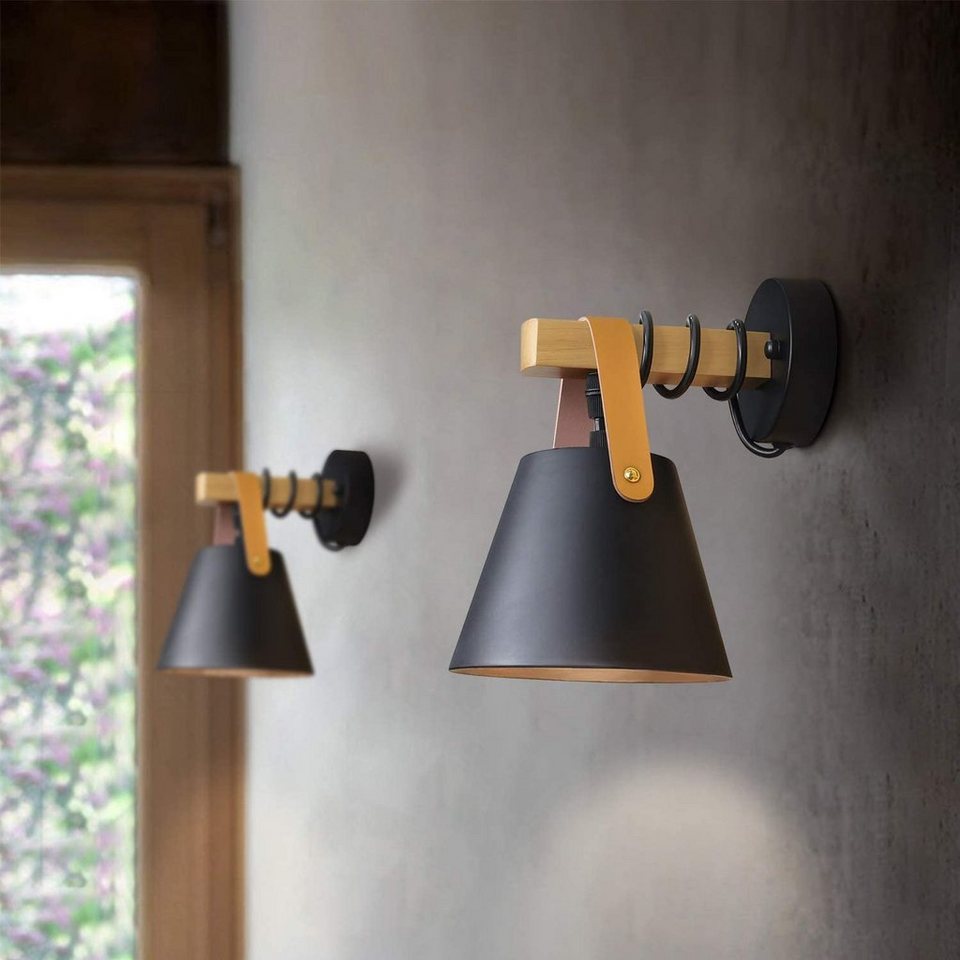 LED Wandleuchte 350° Schwenkbar Holz Wandlampe mit Schalter dimmbar Bettlampe