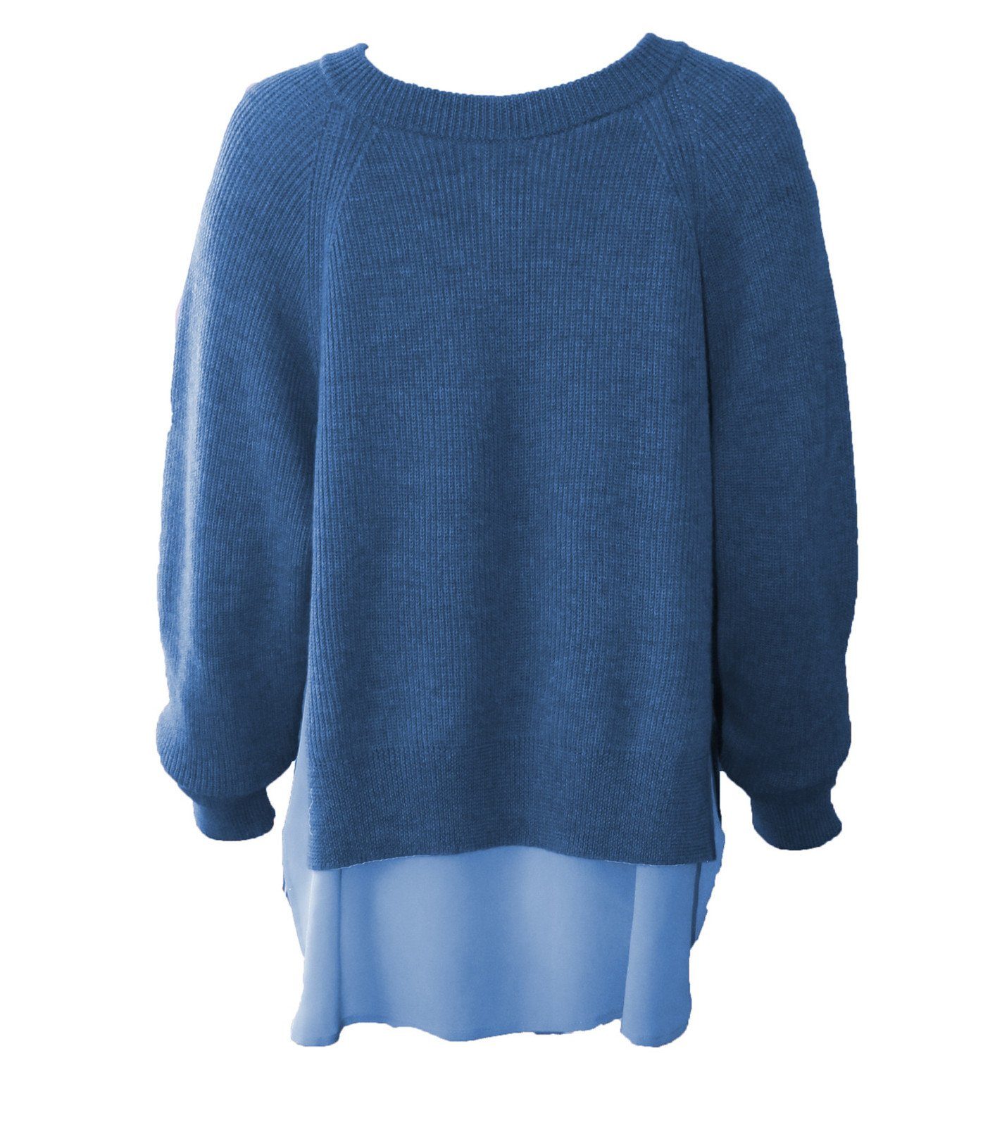 AGNONA Rundhalspullover »AGNONA Strick-Sweater wärmend weicher Damen Seiden- Pullover in 2-in-1-Optik Mode-Pullover Blau« online kaufen | OTTO