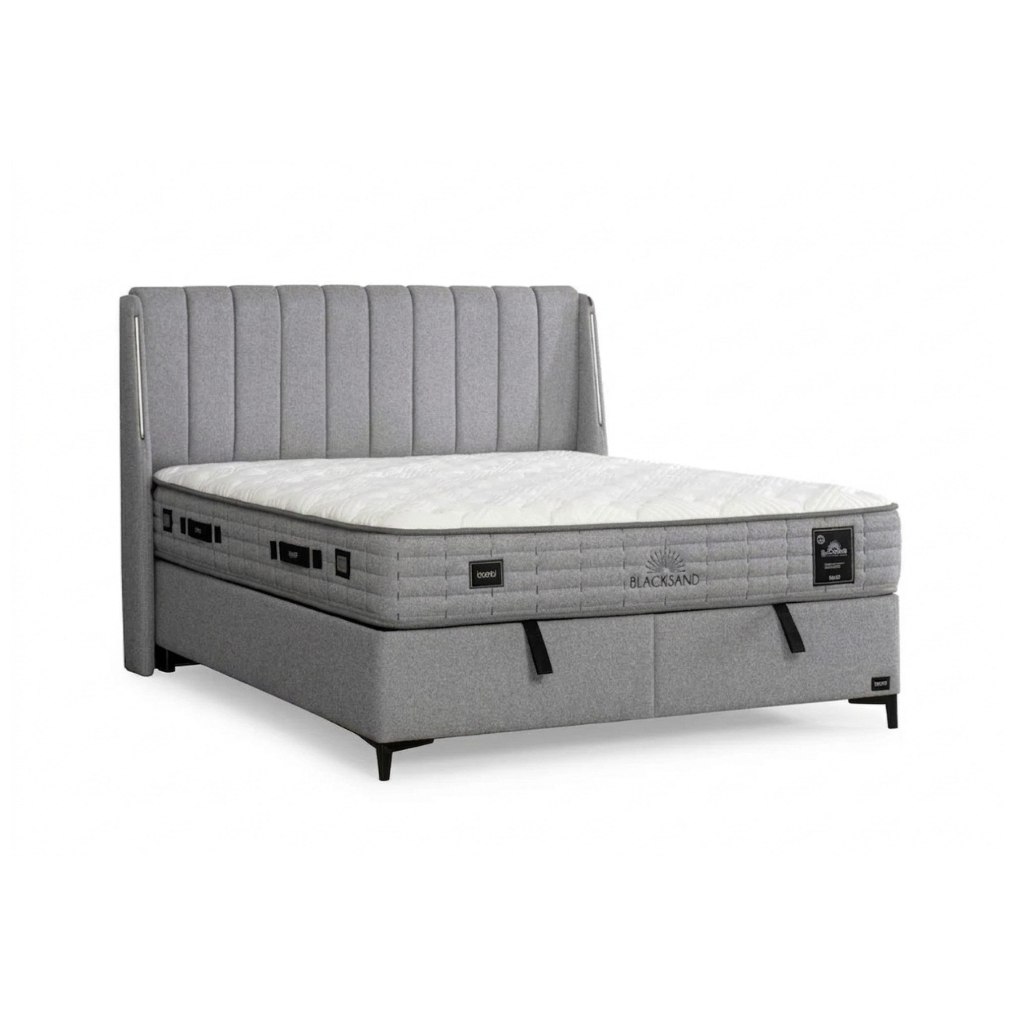 gowoll Boxspringbett Stauraumbett Doppelbett Polsterbett mit Matratze inkl. Lieferung (2 Bettkästen, 1 Matratze, 1 Kopfteil), Boxspringbett Set