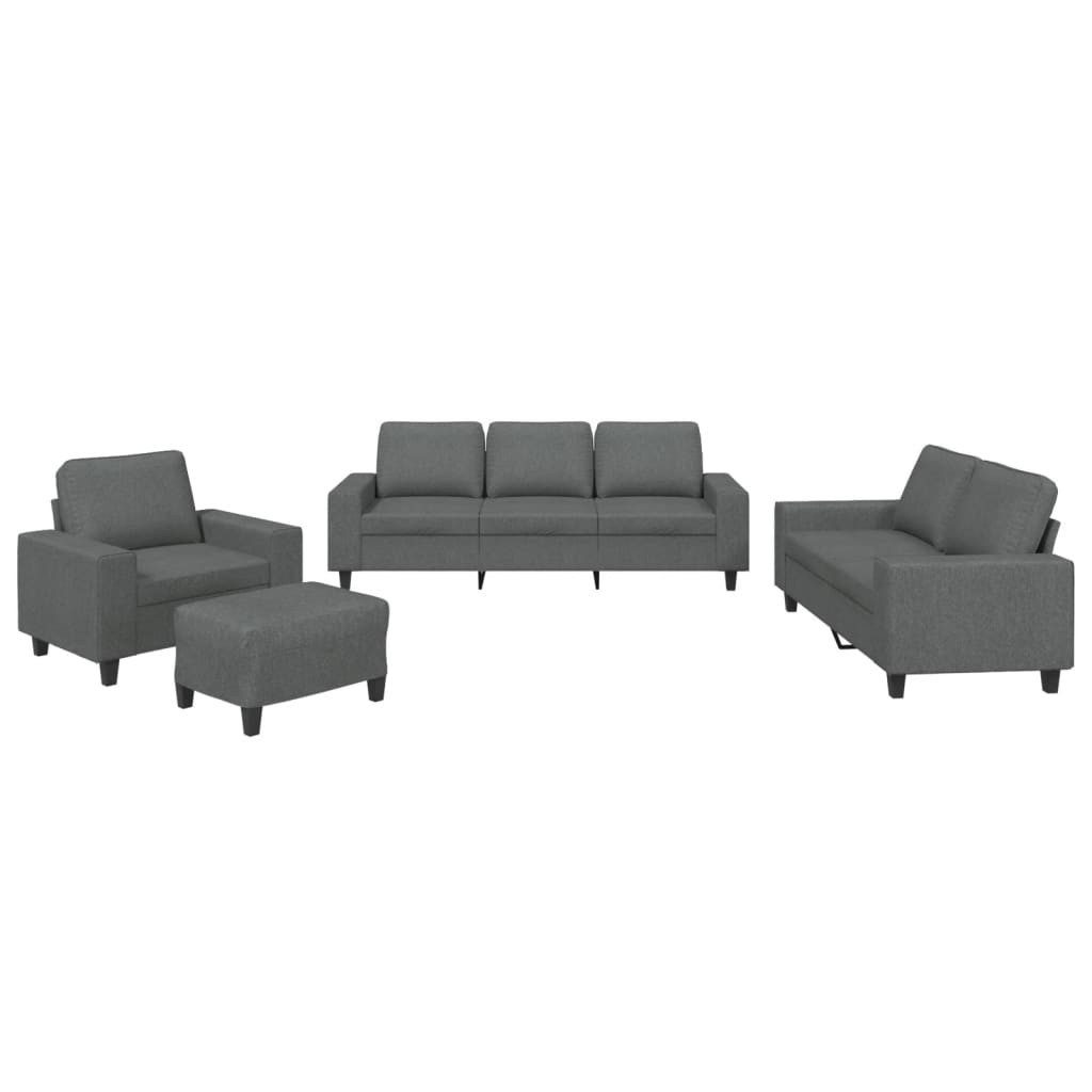 vidaXL Sofa 4-tlg. Sofagarnitur Dunkelgrau Stoff günstig online kaufen