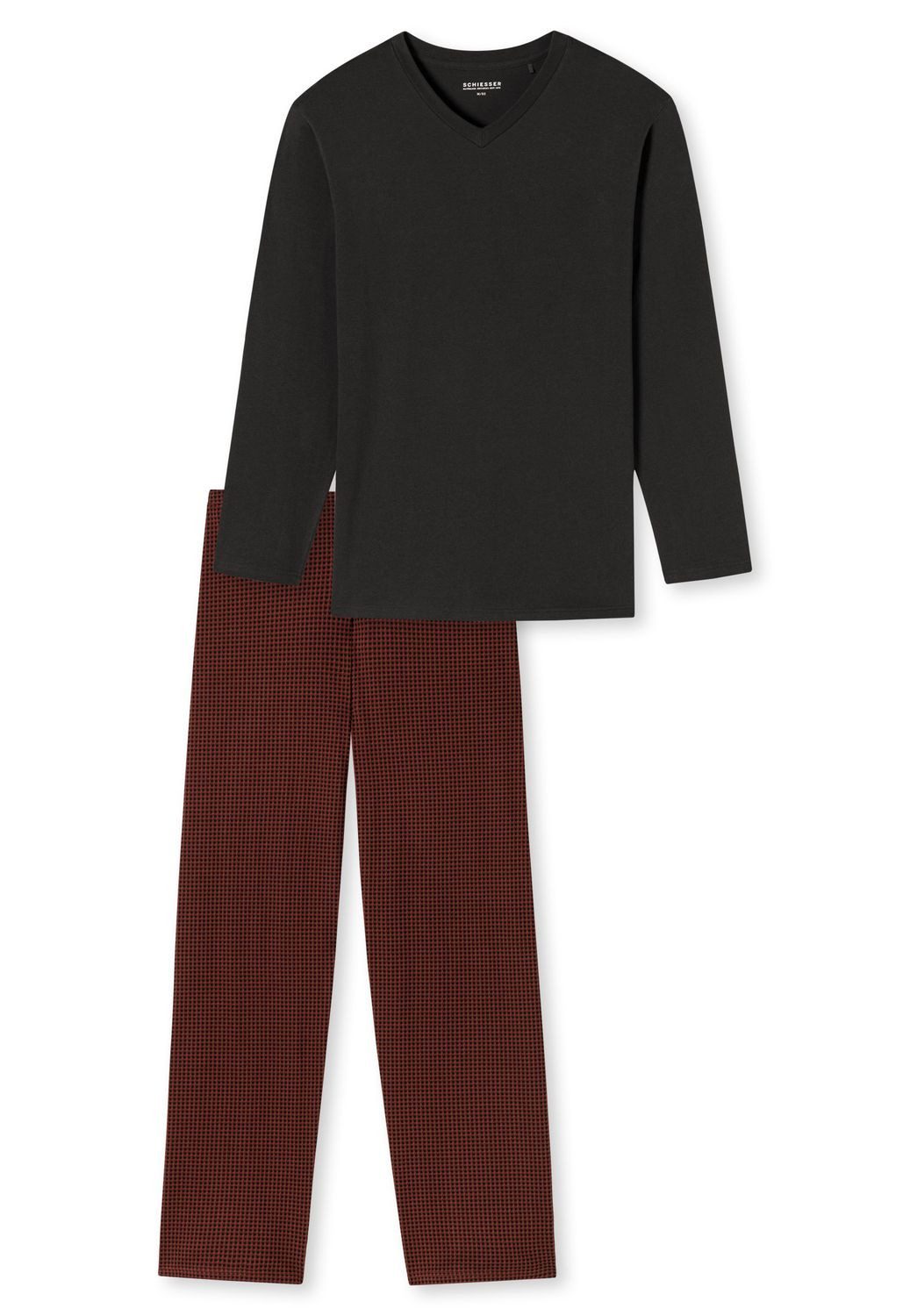 Schiesser Pyjama Comfort Essentials (Set, 2 tlg) lang, V-Ausschnitt