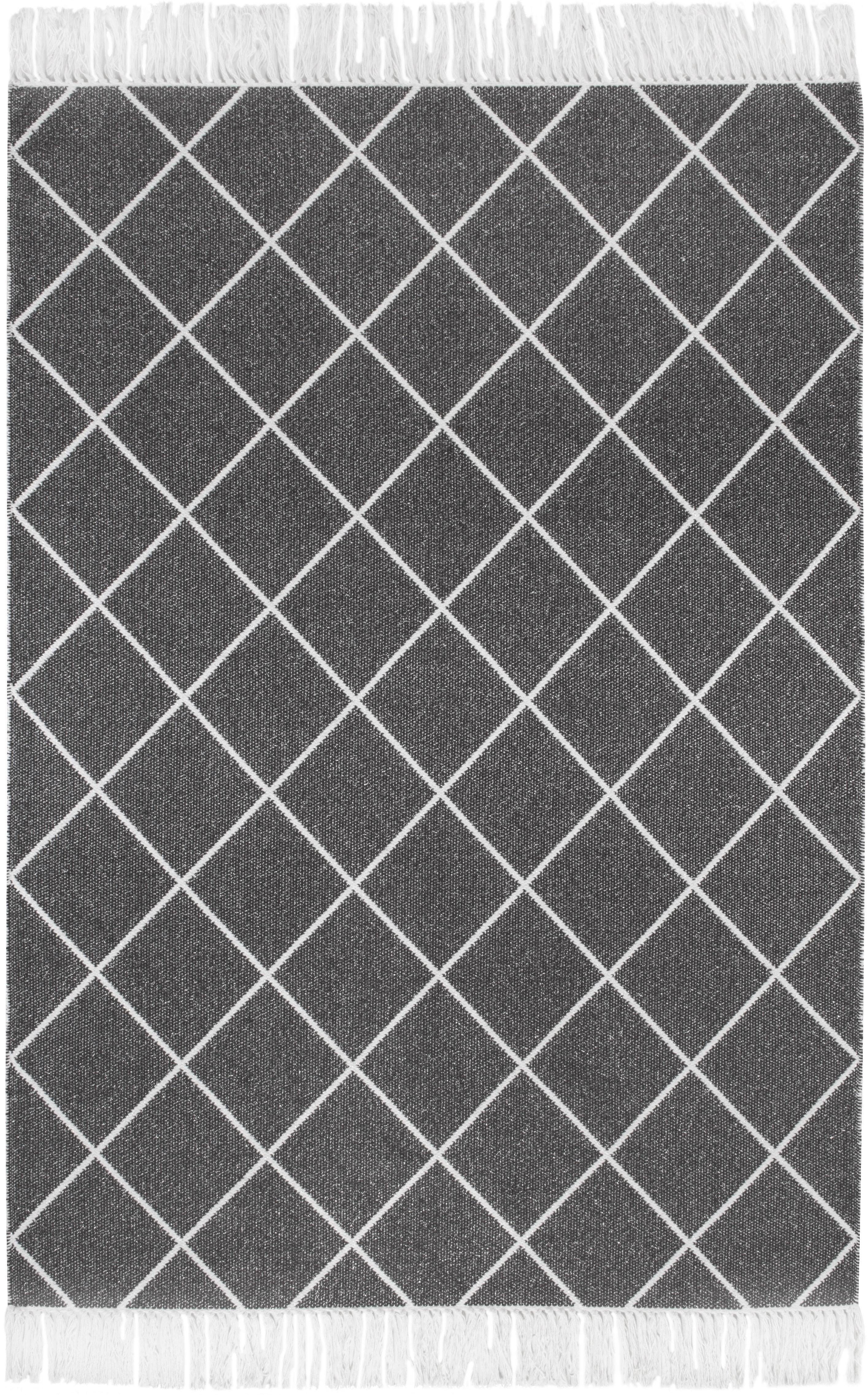 Teppich Glitter, LUXOR living, rechteckig, Höhe: 5 mm, handgewebt, Rauten Design, mit metallisierenden Fasern, mit Fransen