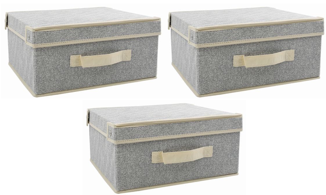 MSV Badmöbel-Set MSV 3er Set Faltbox mit Deckel Aufbewahrungsbox Regalkorb Faltkiste