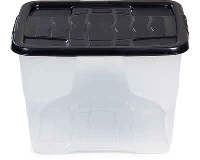 ONDIS24 Aufbewahrungsbox Aufbewahrungsbox Curve mit Deckel transparente Kunststoffbox, stapelbar nestbar, Lagerbox, 24 liter