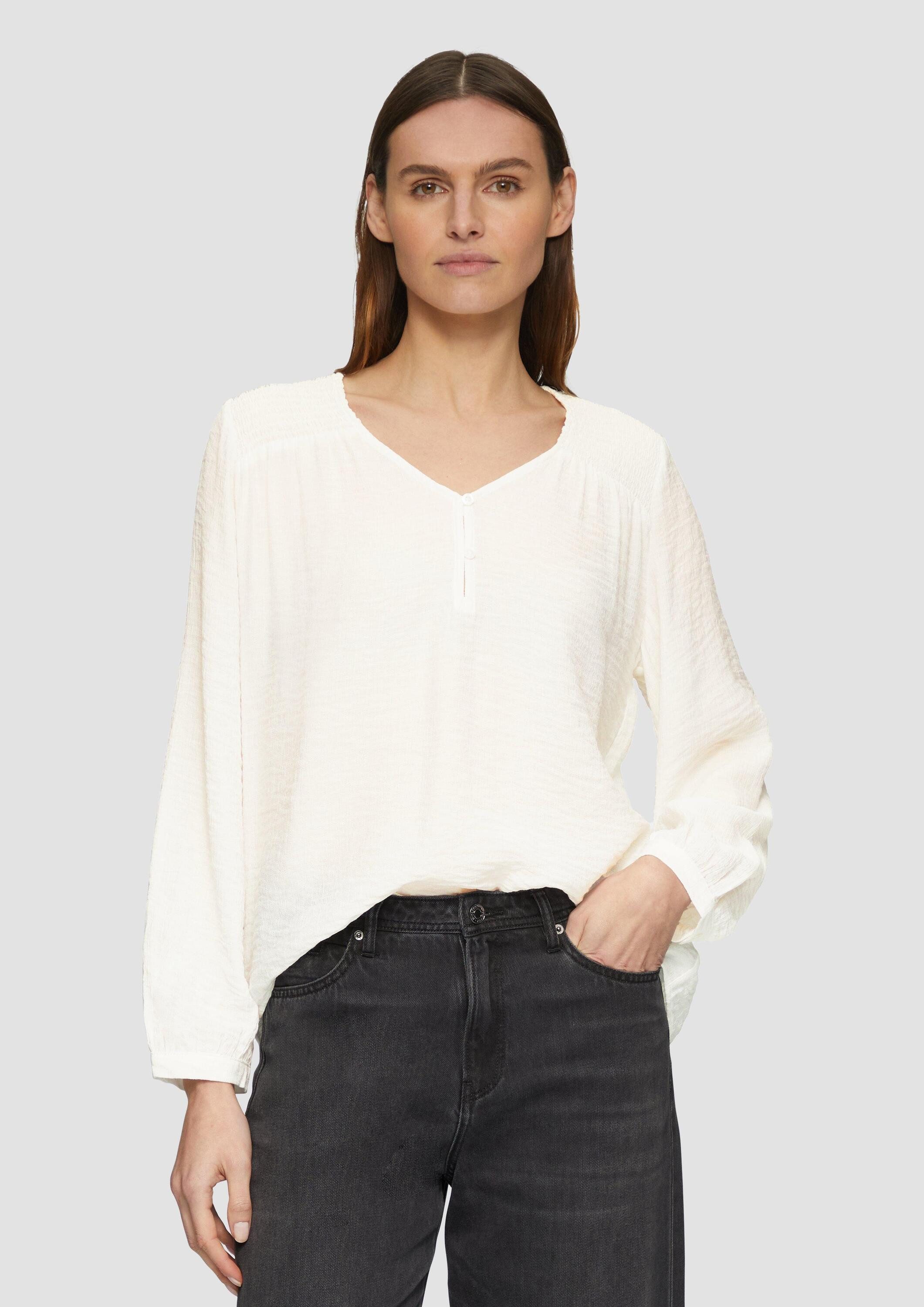 s.Oliver Langarmbluse Bluse Strukturierte Bluse aus Viskosemix mit Smok-Det günstig online kaufen