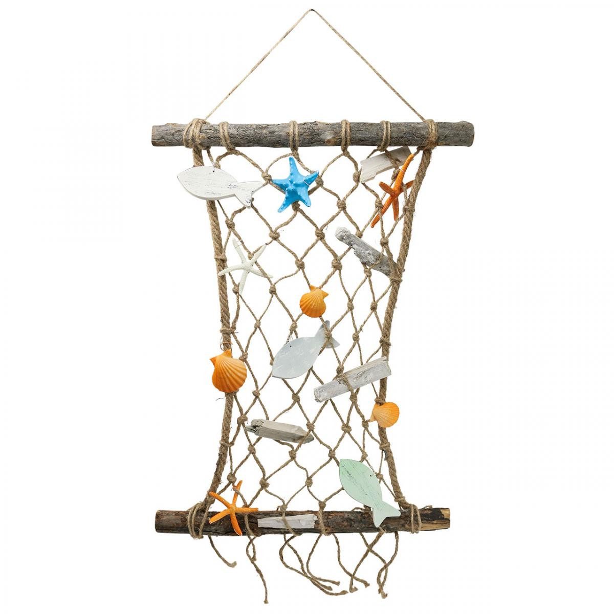 Kaemingk Dekofigur Maritime Wanddeko Fischernetz mit Muscheln, Seesternen &