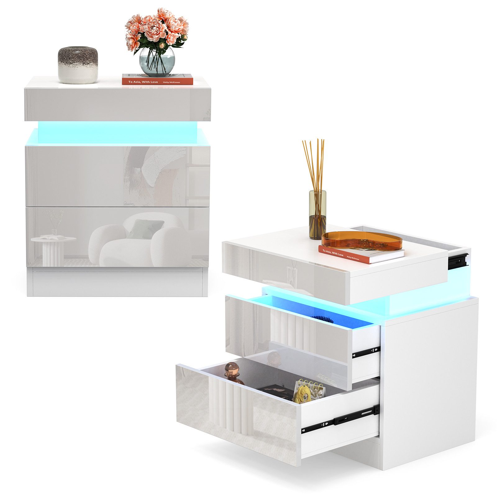 JEOBEST Nachttisch Nachtschrank mit 2 Schubladen, Nachtschrank für Wohnzimm günstig online kaufen