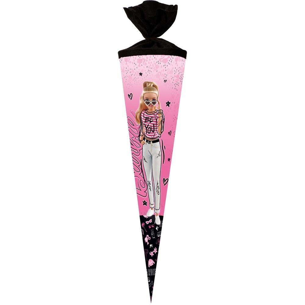 Nestler Schultüte Barbie Vibes, 70 cm, rund, mit schwarzem Filzverschluss, Zuckertüte für Einschulung