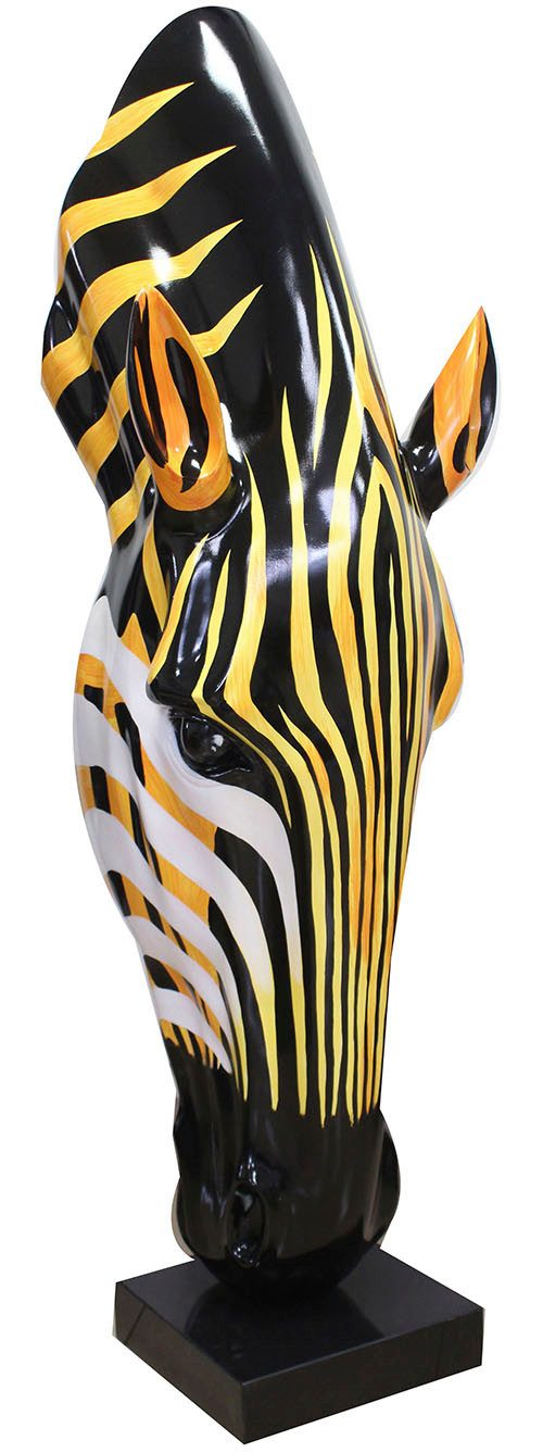 GILDE Tierfigur Skulptur Zebra Zebrakopf orange; schwarz; weiß H. 50 cm (1 St)