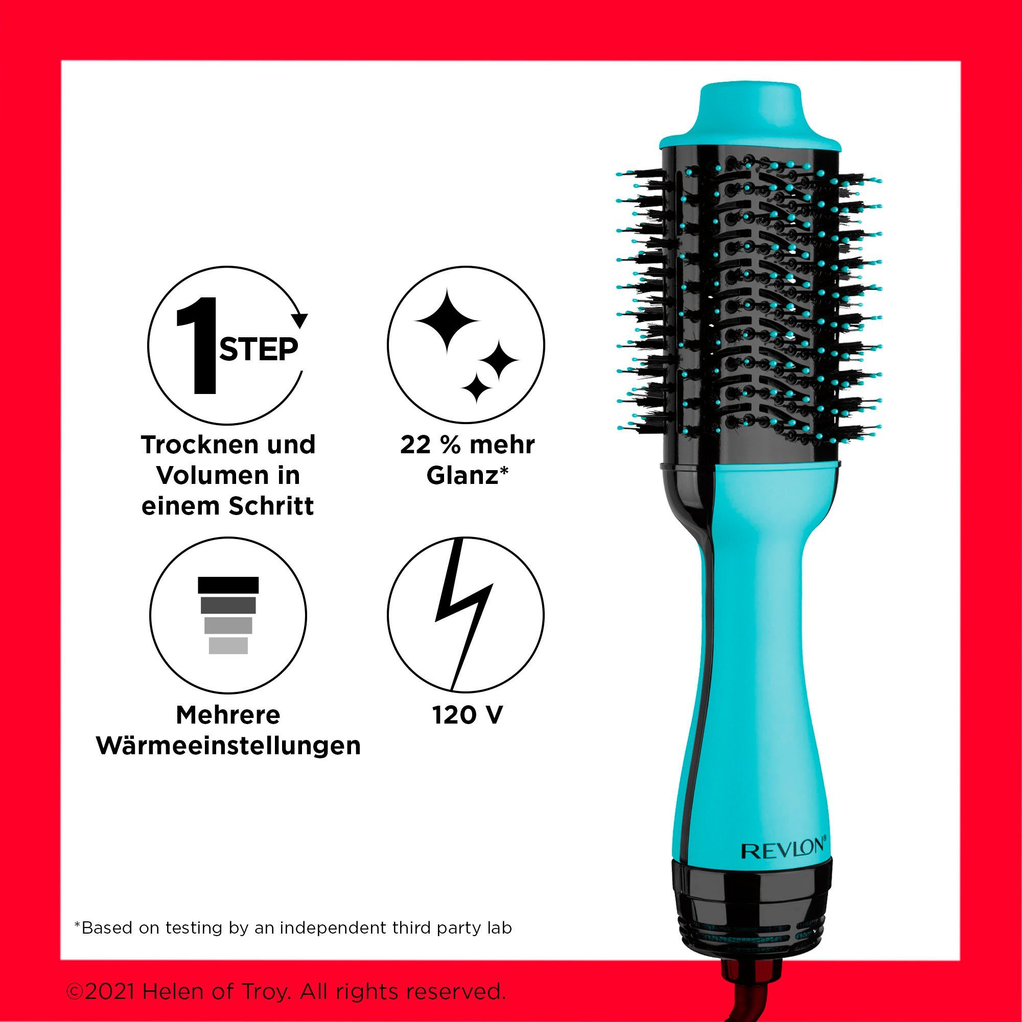 Revlon Warmluftbürste RVDR5222MUKE, Kombination aus leistungsstarkem Haartrockner und Volumenbürste grün