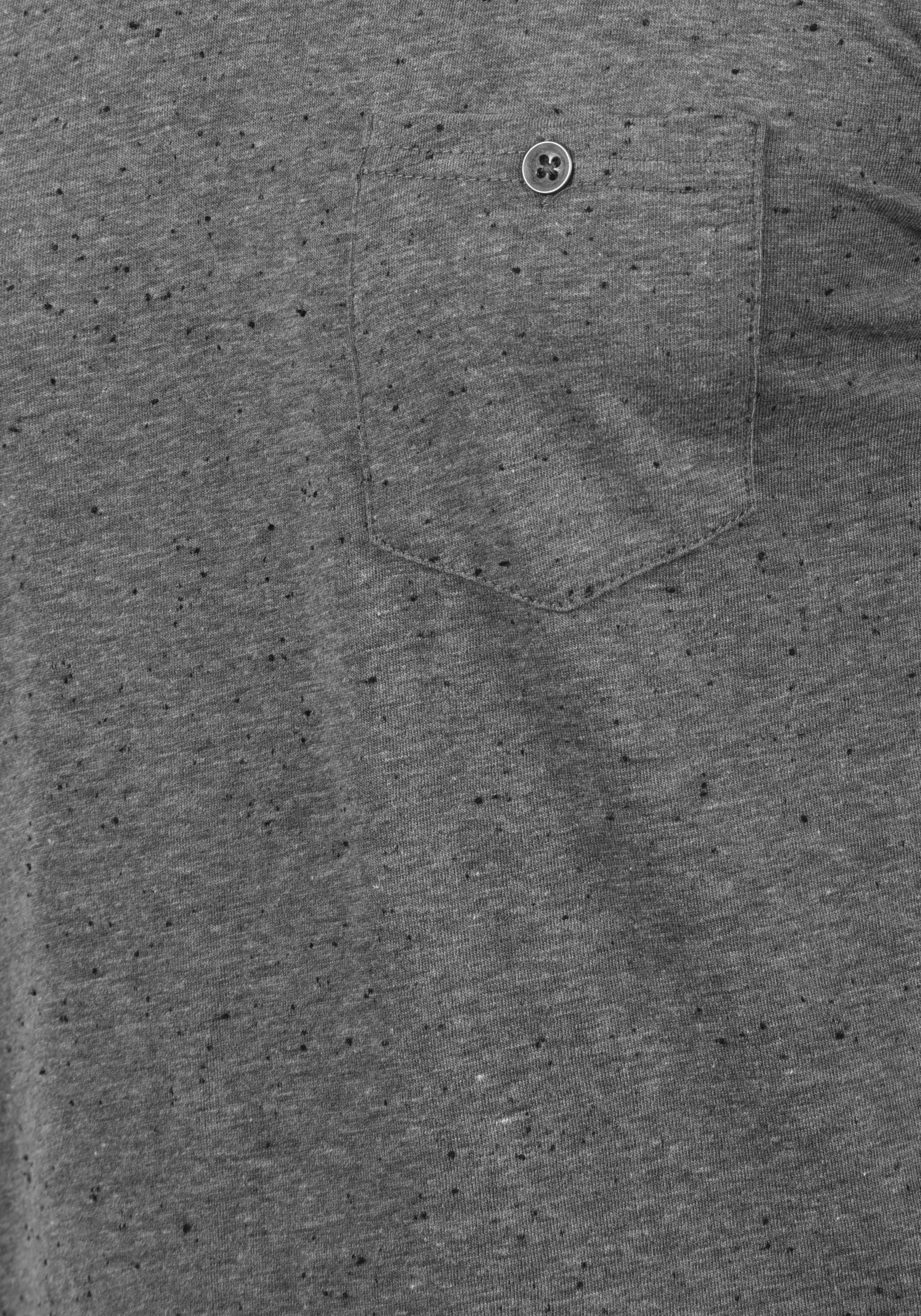 Solid V-Shirt SDTedros Kurzarmshirt mit (2890) w. Grey Melierung White Dark