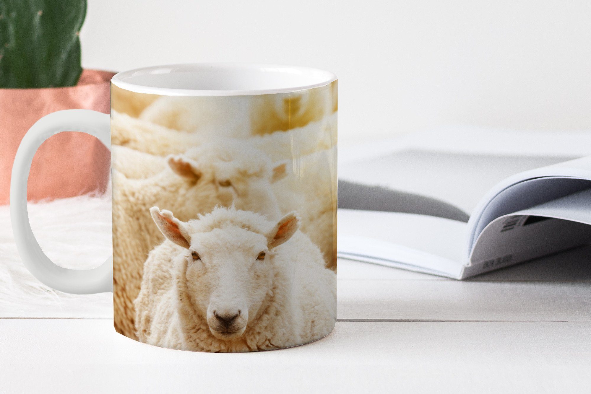 Schafe Weiß, Tasse MuchoWow - Becher, Teetasse, Keramik, - Teetasse, Wolle Geschenk Kaffeetassen,