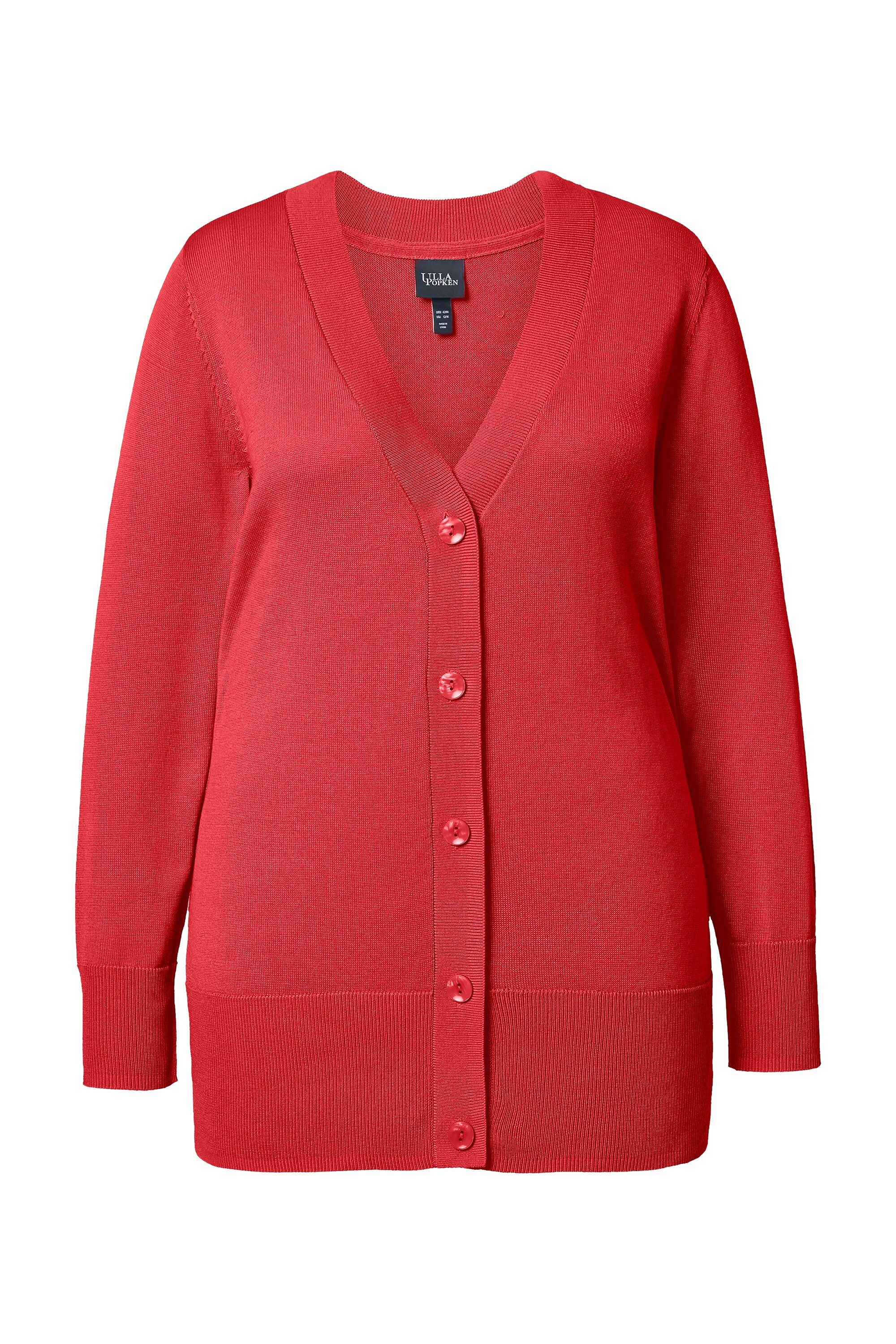 Ulla Popken Strickjacke Strickjacke V-Ausschnitt Knopfleiste Feinstrick günstig online kaufen