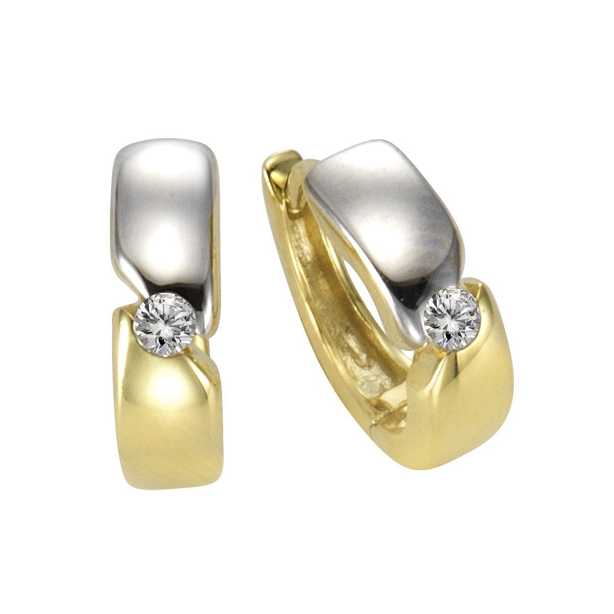 Vivance Paar Creolen 333 Gold zweifarbig 13,5mm Zirkonia