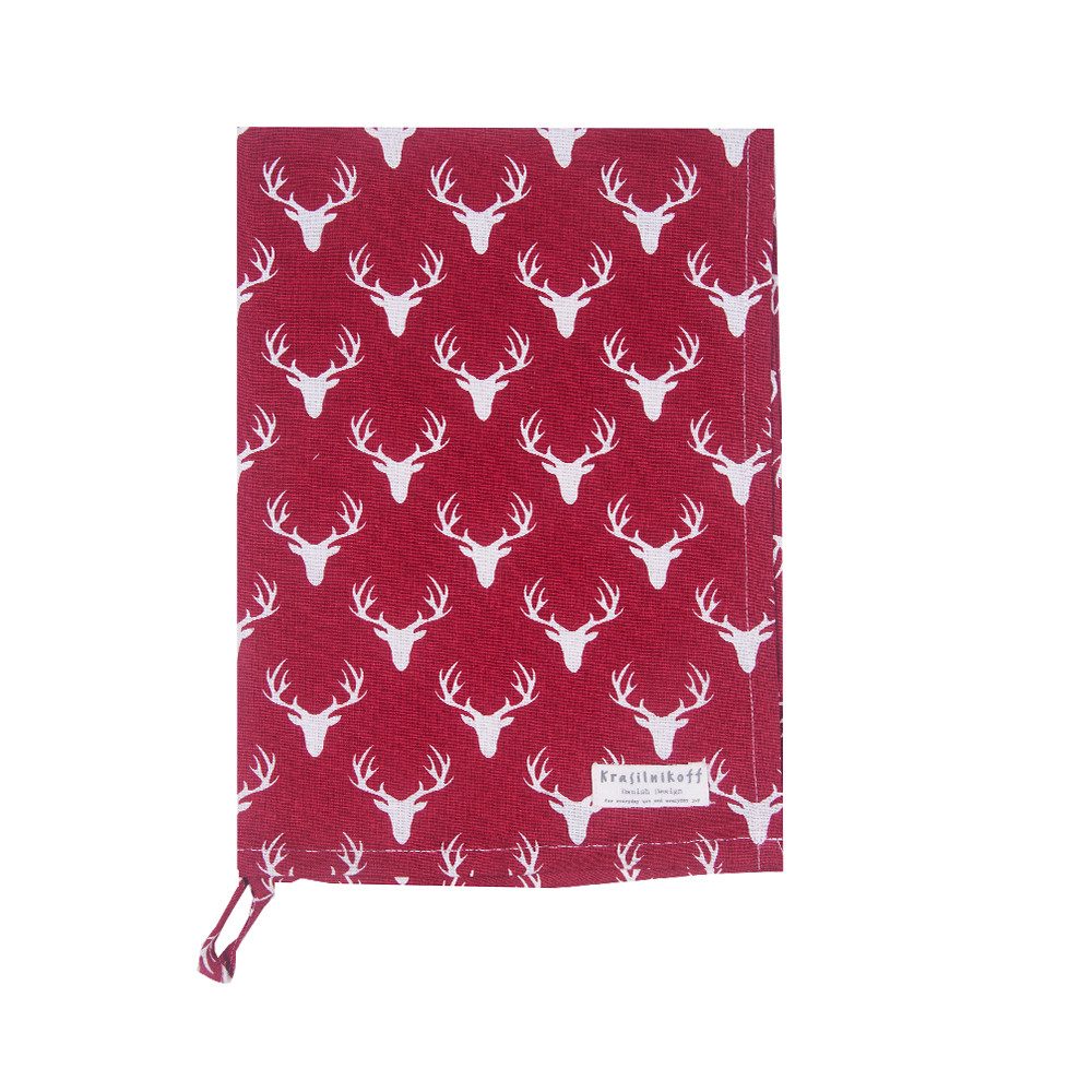 Krasilnikoff Geschirrtuch Krasilnikoff Geschirrtuch Deer Head Baumwolle 50x70 cm Landhausstil, (1 Geschirrtuch), 100 % Baumwolle,Pflegeleicht: maschinenwaschbar