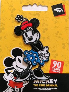 Disney Aufnäher Bügelbild, Aufbügler, Applikationen, Patches, Flicken, zum aufbügeln, Polyester, Mickey Mouse 90 Jahre Minnie - Größe: 4,5 x 8,2 cm