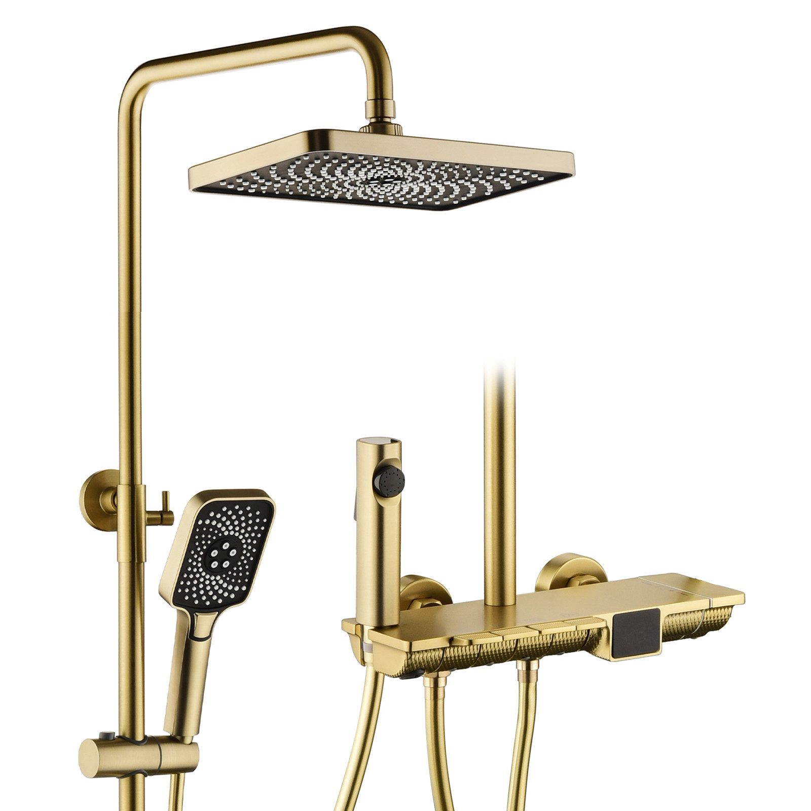 Oihpaw Duschsystem mit Thermostat, 300 x 180 mm Regendusch, Handbrause und Spritzpistole, 3 Strahlart(en), 1 tlg., 3 Modi, regendusche mit armatur, mit Digitalanzeige Duschgarnitur
