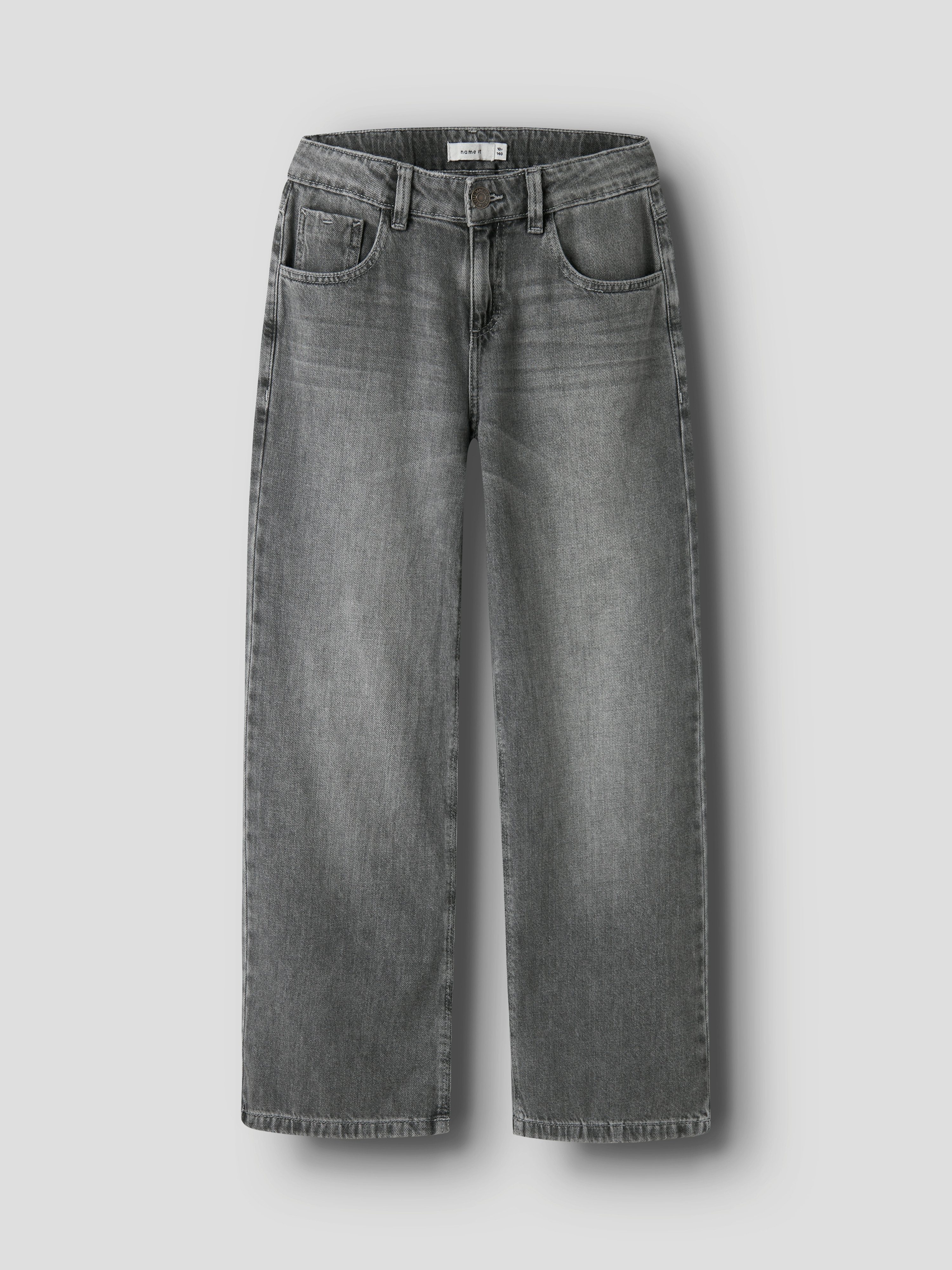 Name It Weite Jeans NKFROSE für Mädchen mit weitem Bein und klassischem Sitz normal, Denim, Abriebeffekte, Reißverschluss – Bild 5 von 5