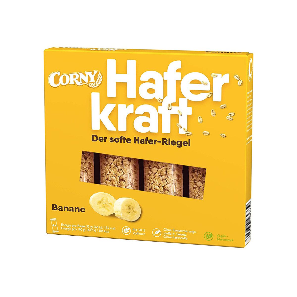 CORNY Cerealien, Corny Haferkraft Banane einzeln verpackte Bananen Hafer Riegel 140g