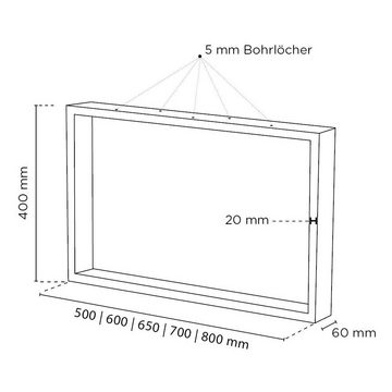 sossai® Tischgestell Couchtischkufen 50-80cm x 40cm in Schwarz (2-St)