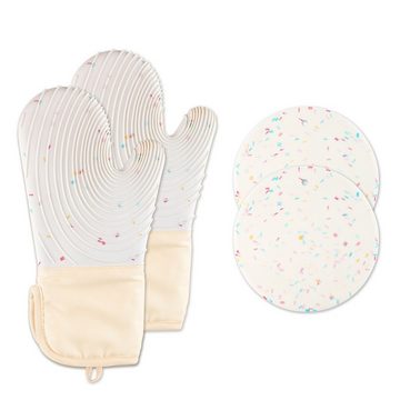 MUKEAO Topfhandschuhe Ofenhandschuhe 4er-Pack, schmutzabweisende hitzebeständige Handschuhe, Hitzebeständigkeit, Anti-Rutsch-Spiralstruktur