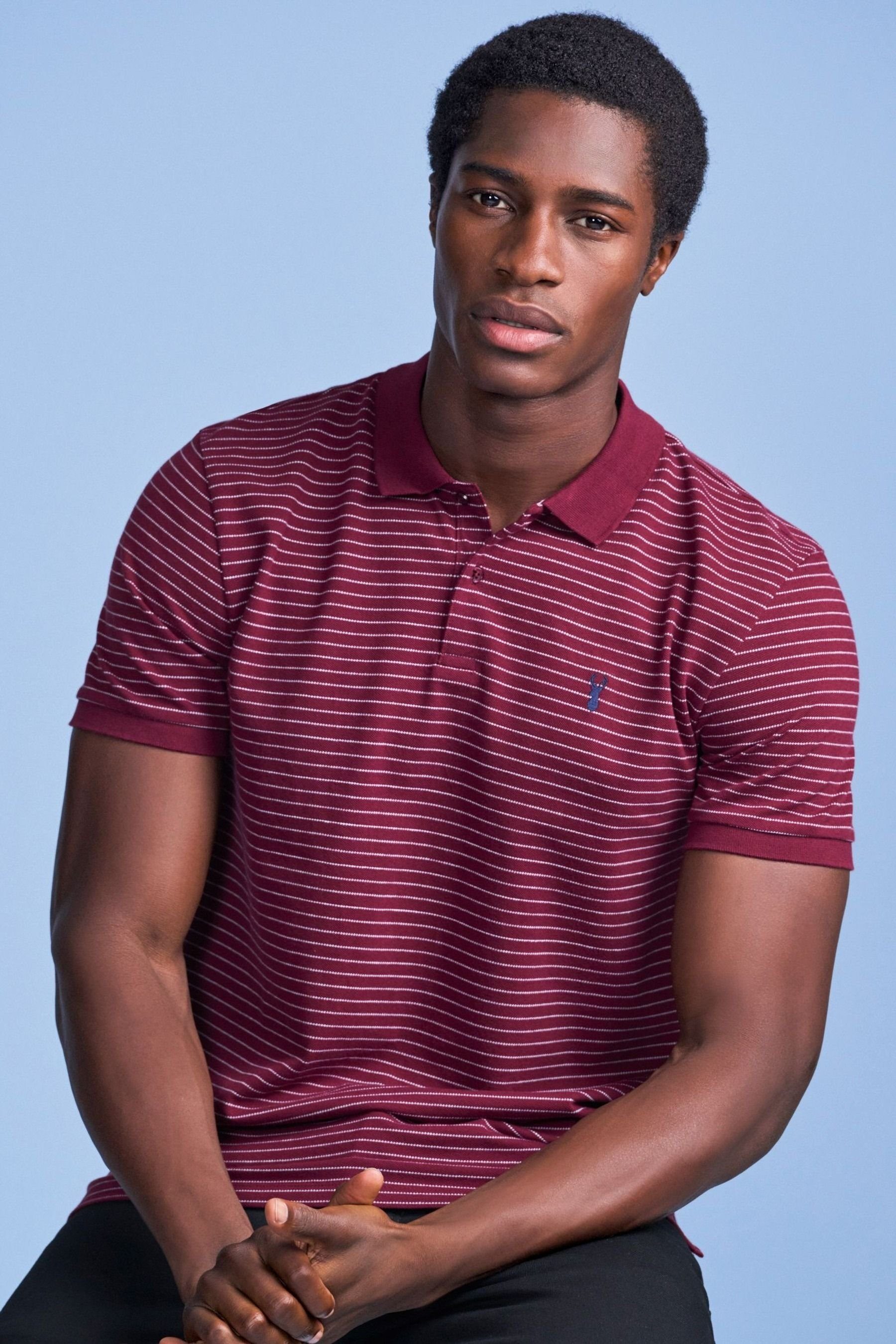 Poloshirt Piqué-Poloshirt Stripe (1-tlg) Red Next Burgundy