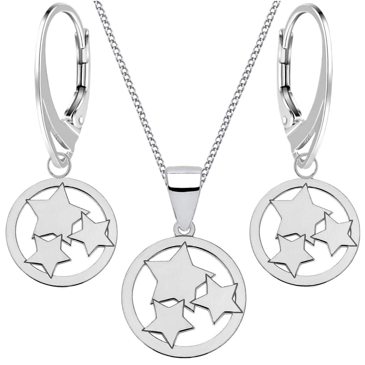 Goldene Hufeisen Schmuckset Sterne Ohrringe Anhänger Kette 925 Silber Mädchen Set (4-tlg, inkl. Etui), Geschenkset