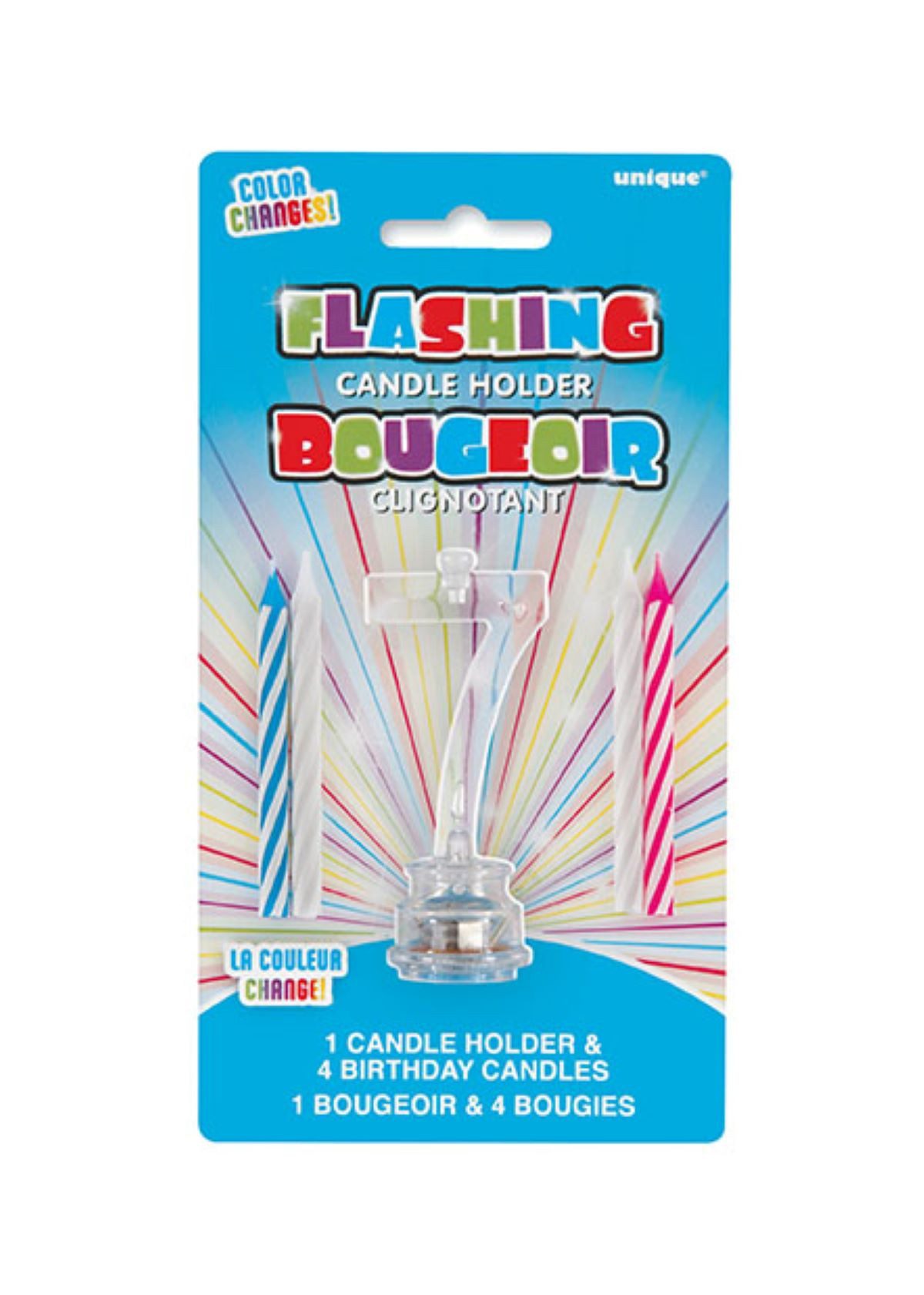 Unique Industries Inc. Geburtstagskerze Kerze LED blinkend & 4 Kerzen, Ziffer 7