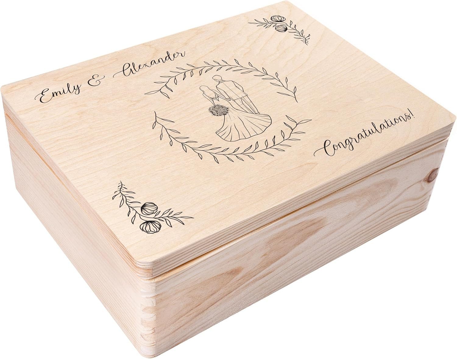 Creative Deco Holzkiste Erinnerungsbox Hochzeit Geschenkkiste, Natur 40 x 30 x 14 cm