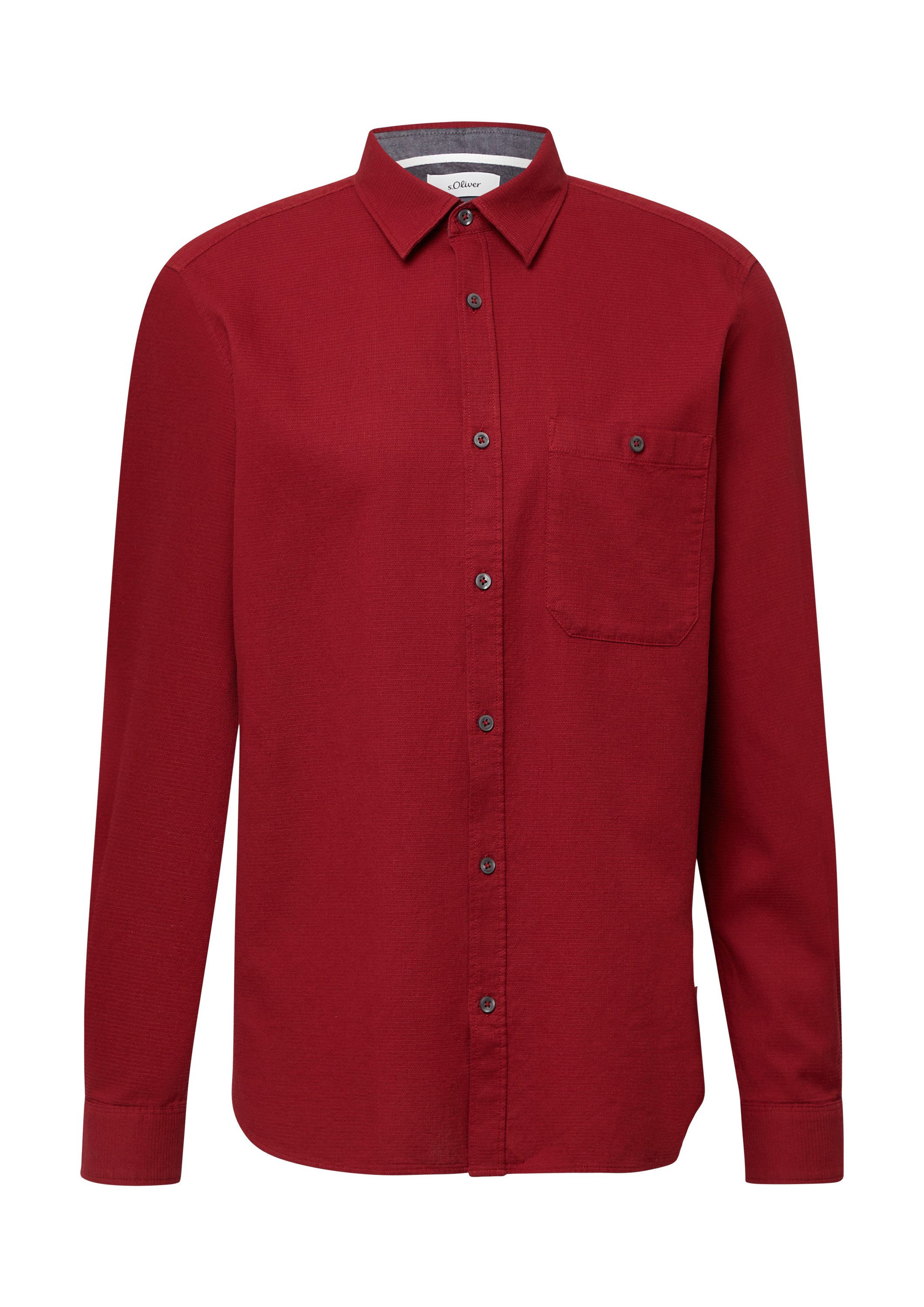 s.Oliver Langarmhemd Hemd Regular Fit: Strukturiertes Baumwollhemd mit Brus günstig online kaufen