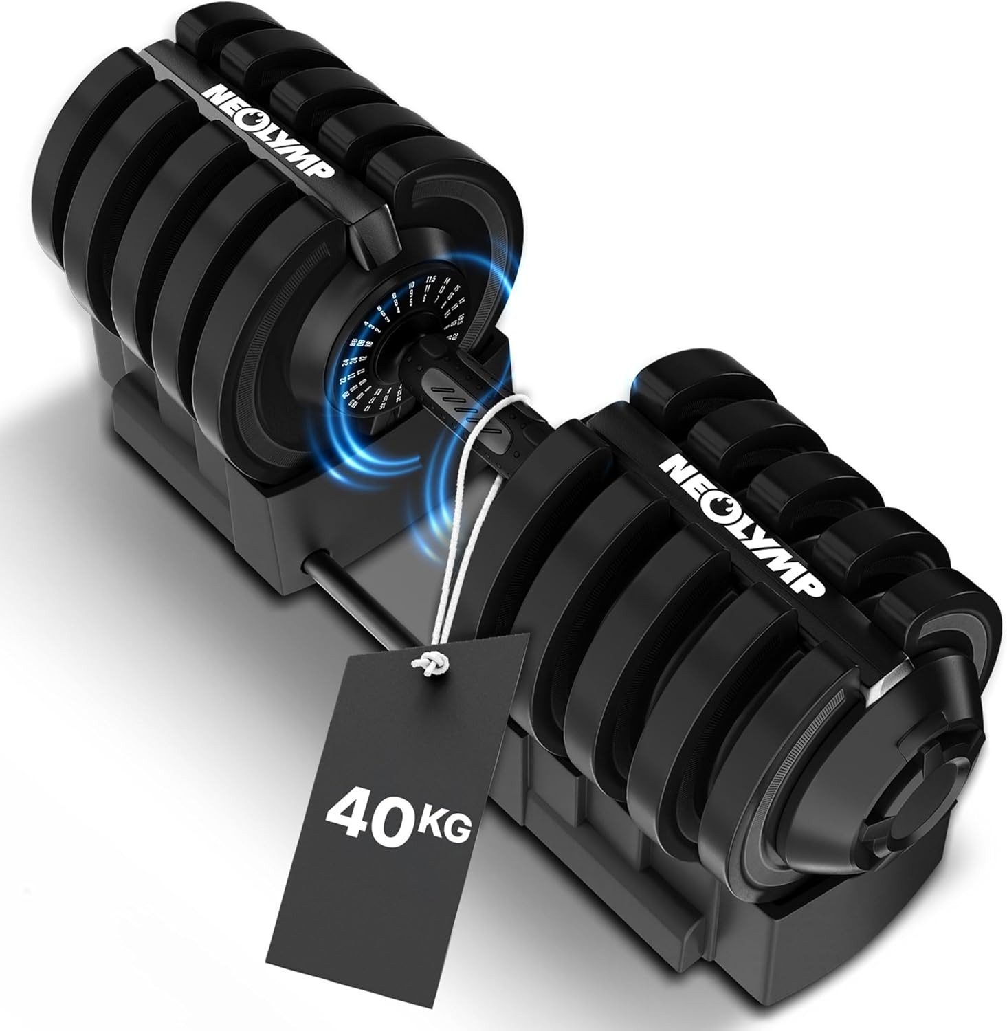 NEOLYMP Kurzhantel Hanteln verstellbar 2-40kg- 8-12 Gewichtsstufen mit Drehgriff-Dumbbell, (Ergonomisch, rutschfest und platzsparend - Hanteln verstellbar), 1 x 40kg