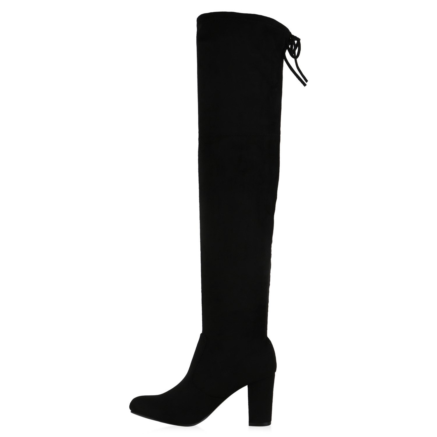 VAN HILL 836068 Overkneestiefel Damen Overknees Stiefel Blockabsatz Basic Langschaftstiefel