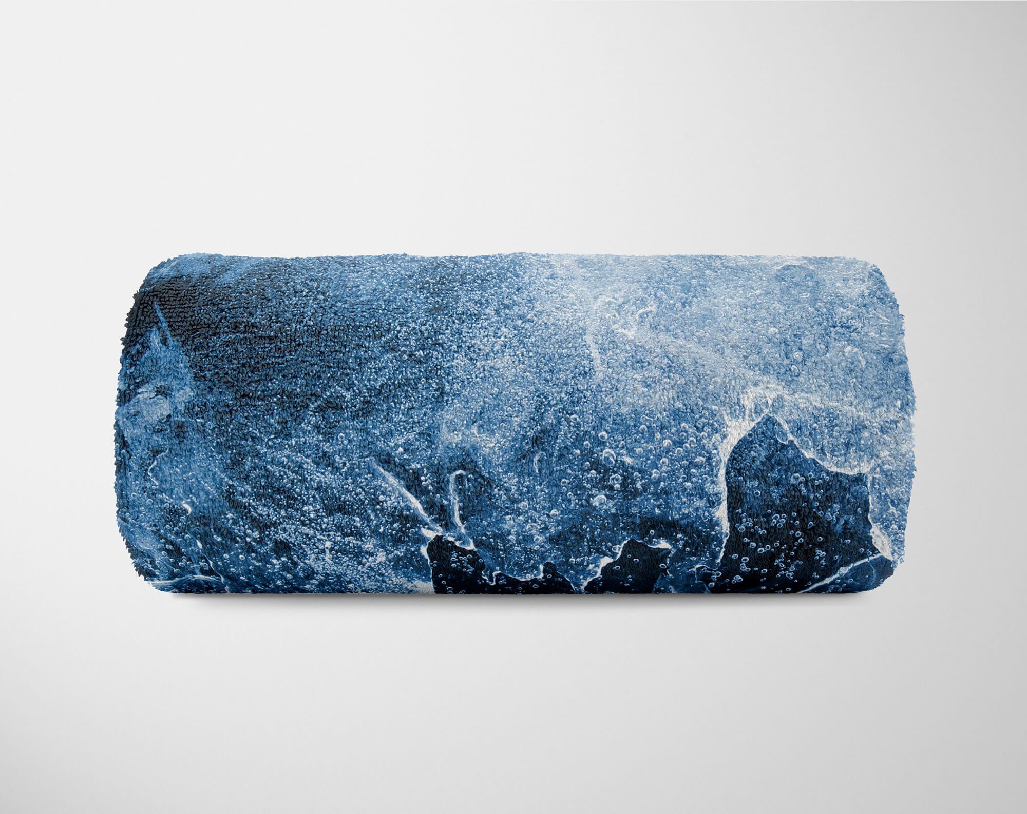 Sinus Art Handtücher Handtuch Fotomotiv Eis Handtuch Nahaufnahme mit Blau Baumwolle-Polyester-Mix Auffall, (1-St), Saunatuch Kuscheldecke Strandhandtuch