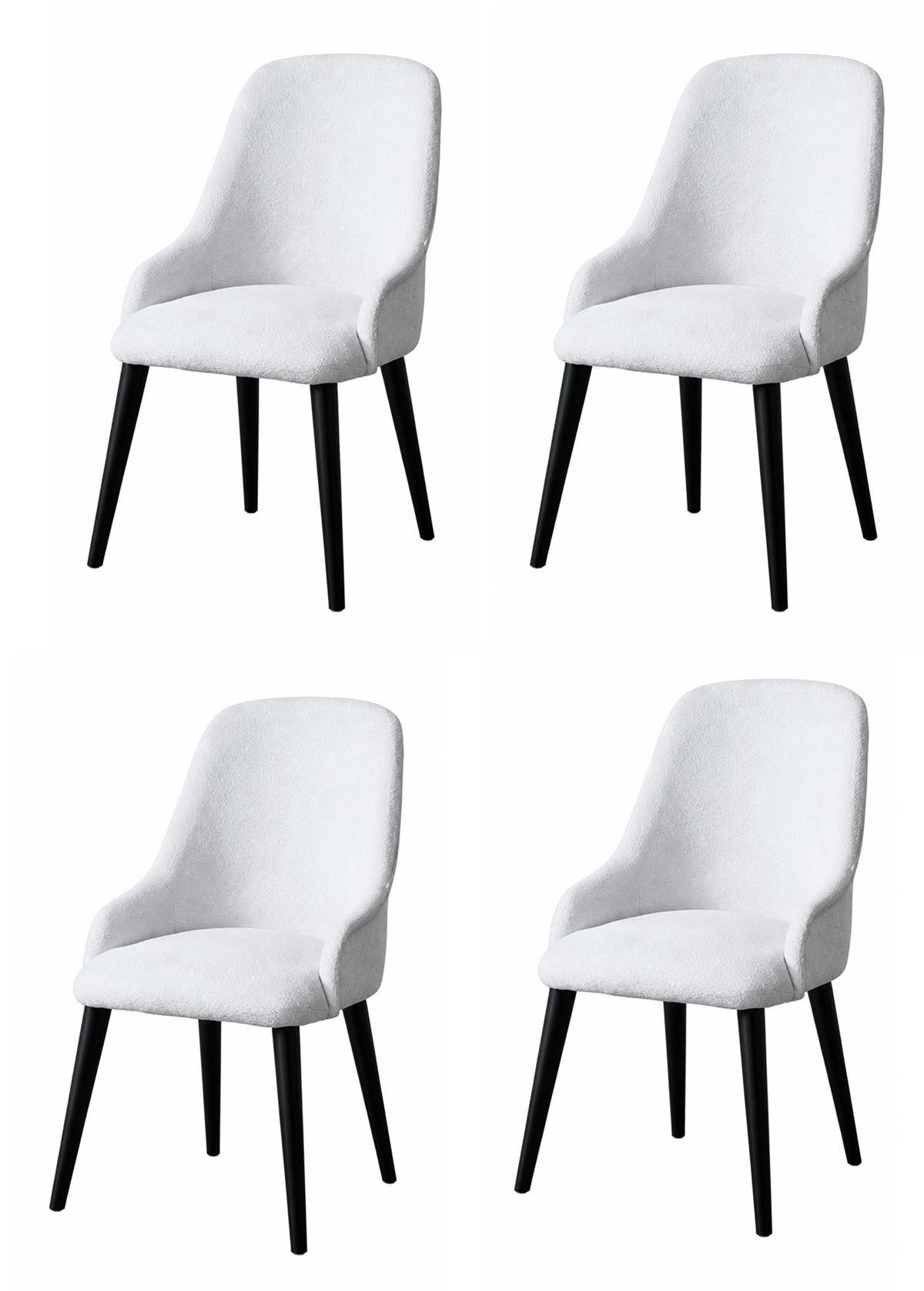 Xlmoebel Sitzgruppe Weißes Esszimmer-Stuhlset mit bequemer Polsterung aus Stoff, (4-tlg), Made in Europa