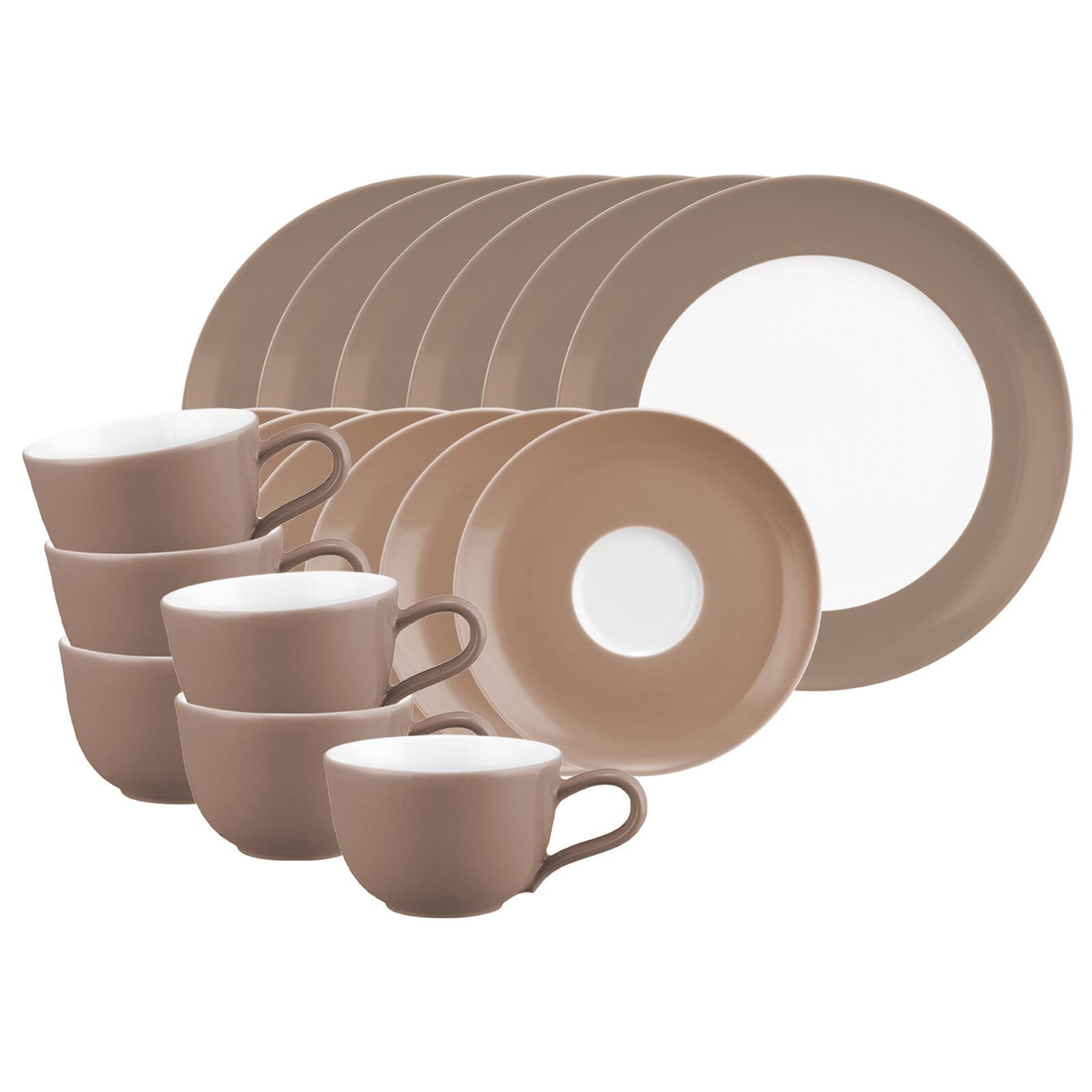 Seltmann Weiden Kaffeeservice Liberty Pure Colors Kaffeeservice 18er Set (18-tlg), 6 Personen, Porzellan