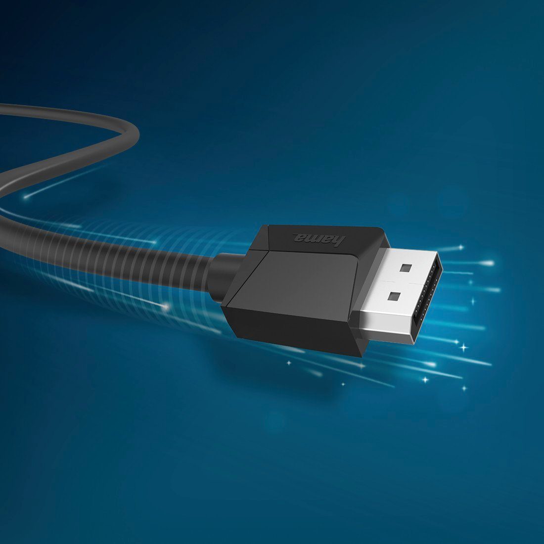 Hama DisplayPort-Kabel mit schlanken Display-Port Stecker, 21,6 Gbit/s Audio- & Video-Kabel, DisplayPort, DisplayPort (150 cm), doppelt geschirmt, Max. Auflösung 4K 4096 x 2160 Bildpunkte, 1,5 Meter
