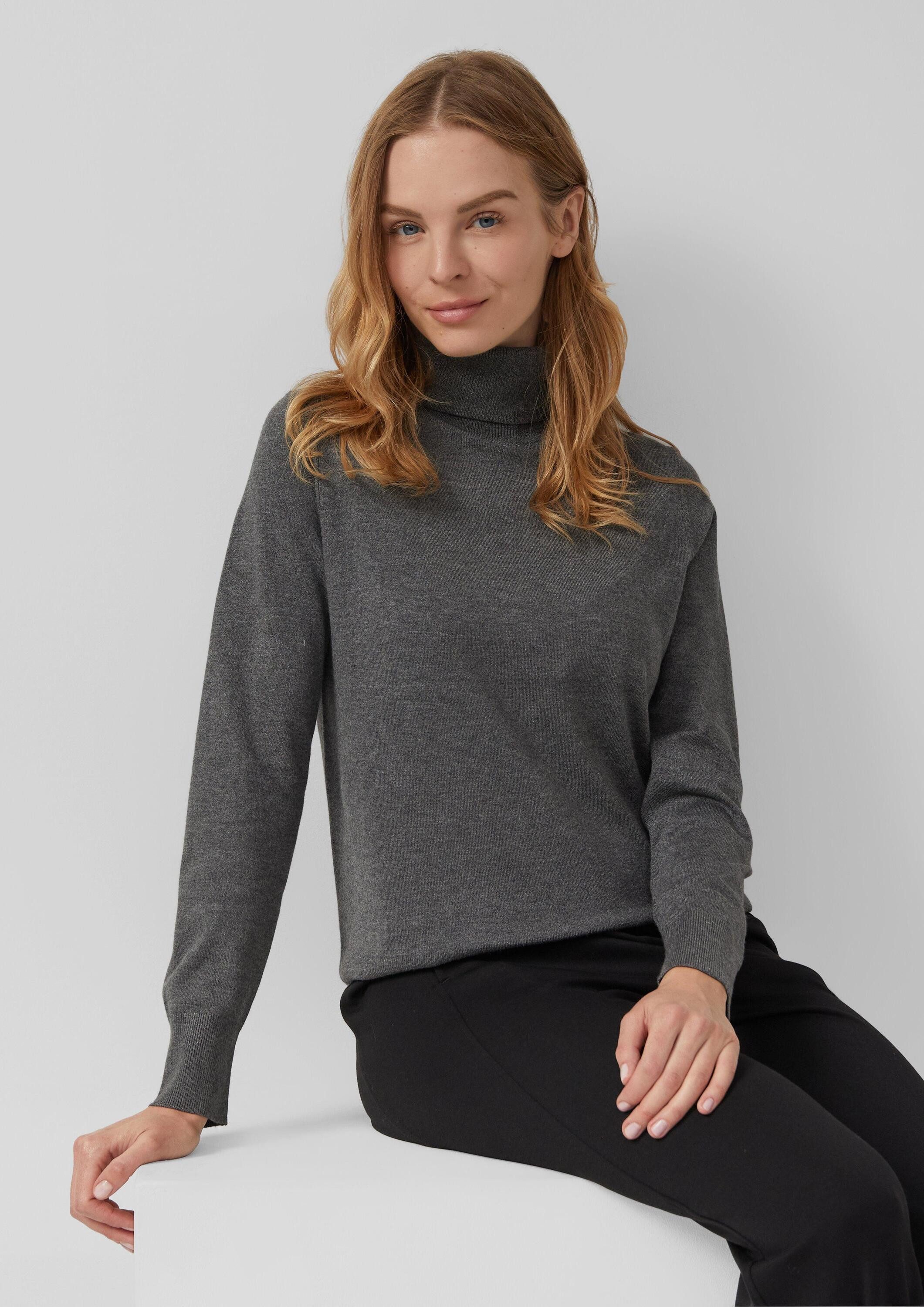 s.Oliver Longpullover Strickpullover Rollkragenpullover aus Viskosemix günstig online kaufen
