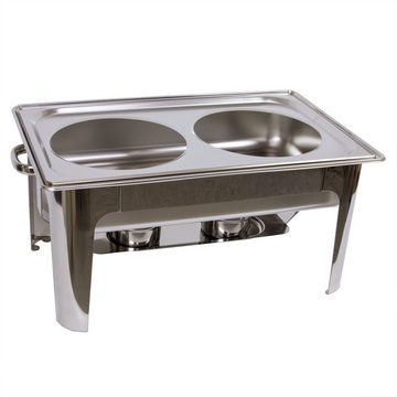 AcMax Thermobehälter Edelstahl Speisenwärmer Runder Chafing Dish 2x 4,5 Liter