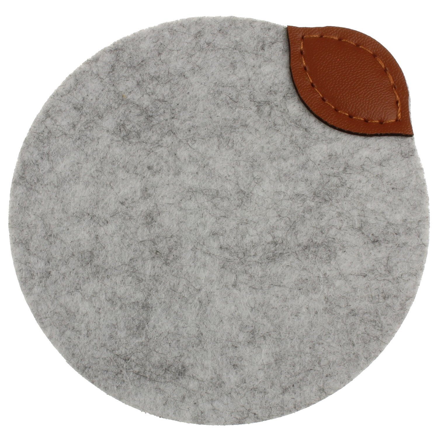Macosa Home Glasuntersetzer Filz Leder hellgrau od. dunkelgrau Glasuntersetzer modern rund, 6x Untersetzer Tischdeko modern Glas-Unterlage Flaschenuntersetzer